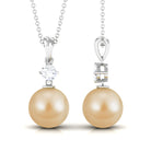 Simple Round South Sea Pearl and Moissanite Drop Pendant South Sea Pearl - ( AAA ) - Quality - Rosec Jewels
