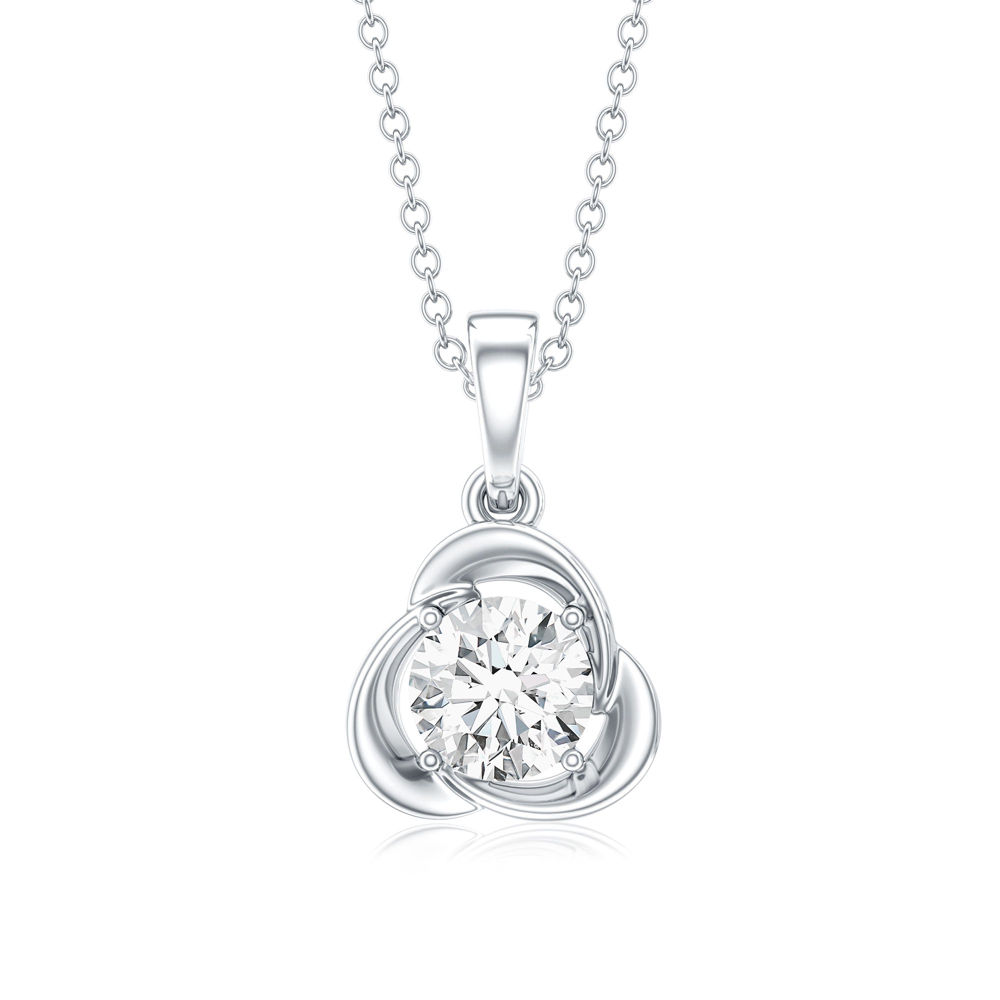 Round Shape Lab Grown Diamond Solitaire Flower Pendant Lab - ( EF-VS ) - Rosec Jewels