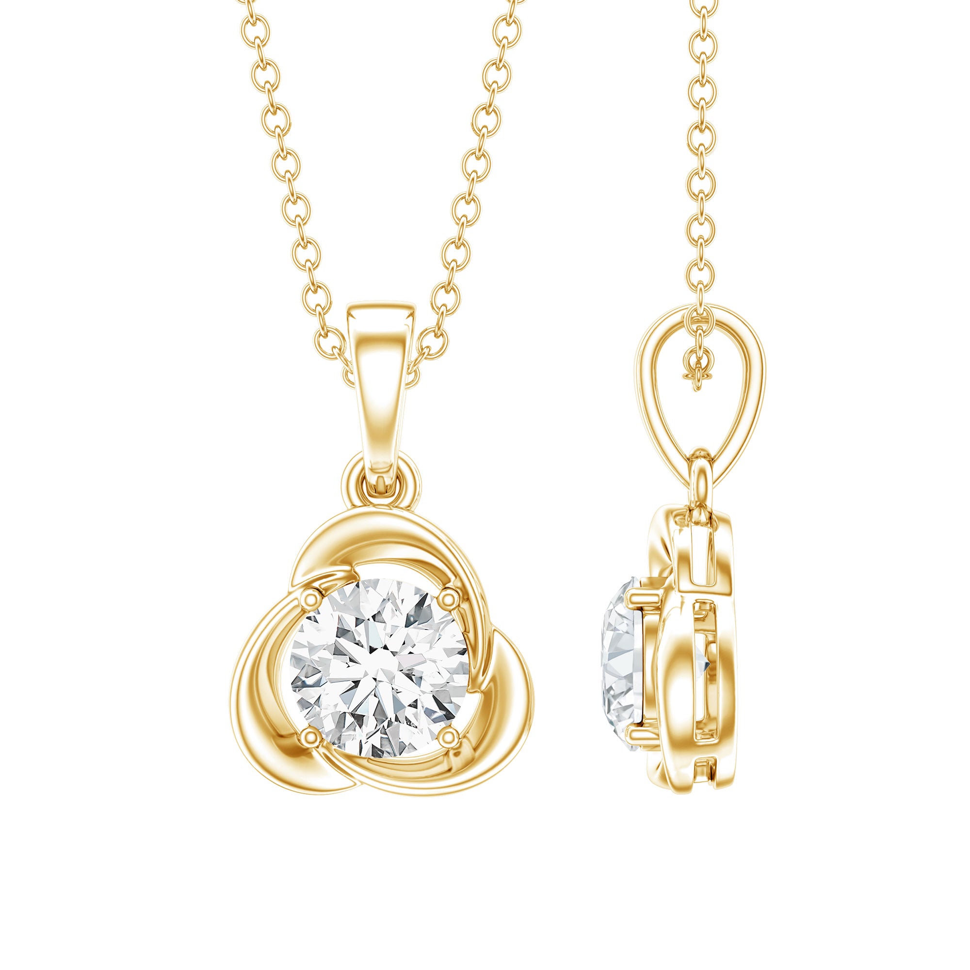 Round Shape Lab Grown Diamond Solitaire Flower Pendant Lab - ( EF-VS ) - Rosec Jewels