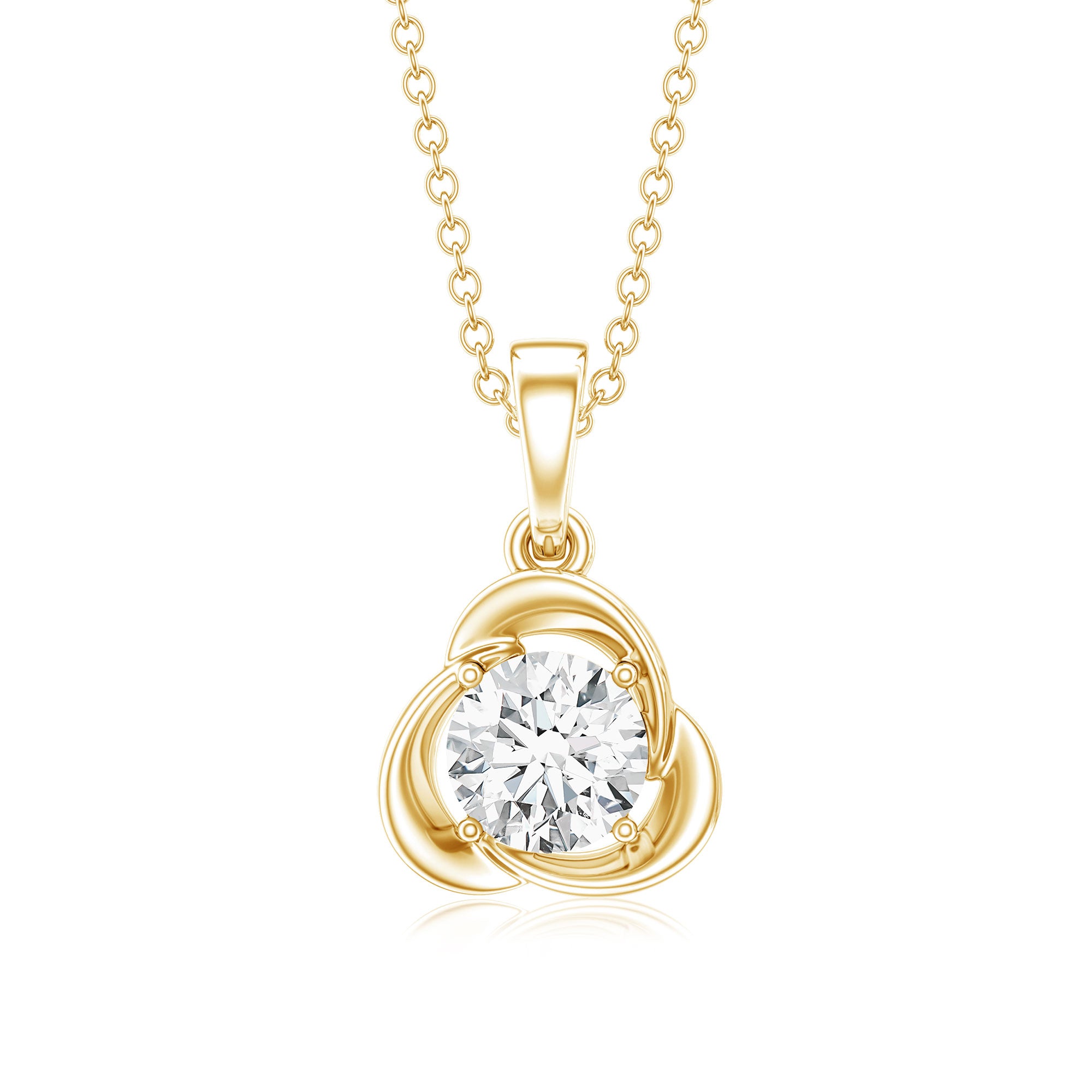 Round Shape Lab Grown Diamond Solitaire Flower Pendant Lab - ( EF-VS ) - Rosec Jewels