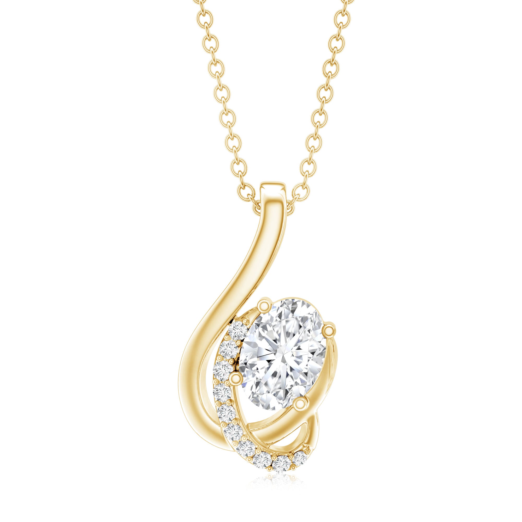 Certified Oval Shape Lab Grown Diamond Designer Necklace Lab - ( EF-VS ) - Rosec Jewels