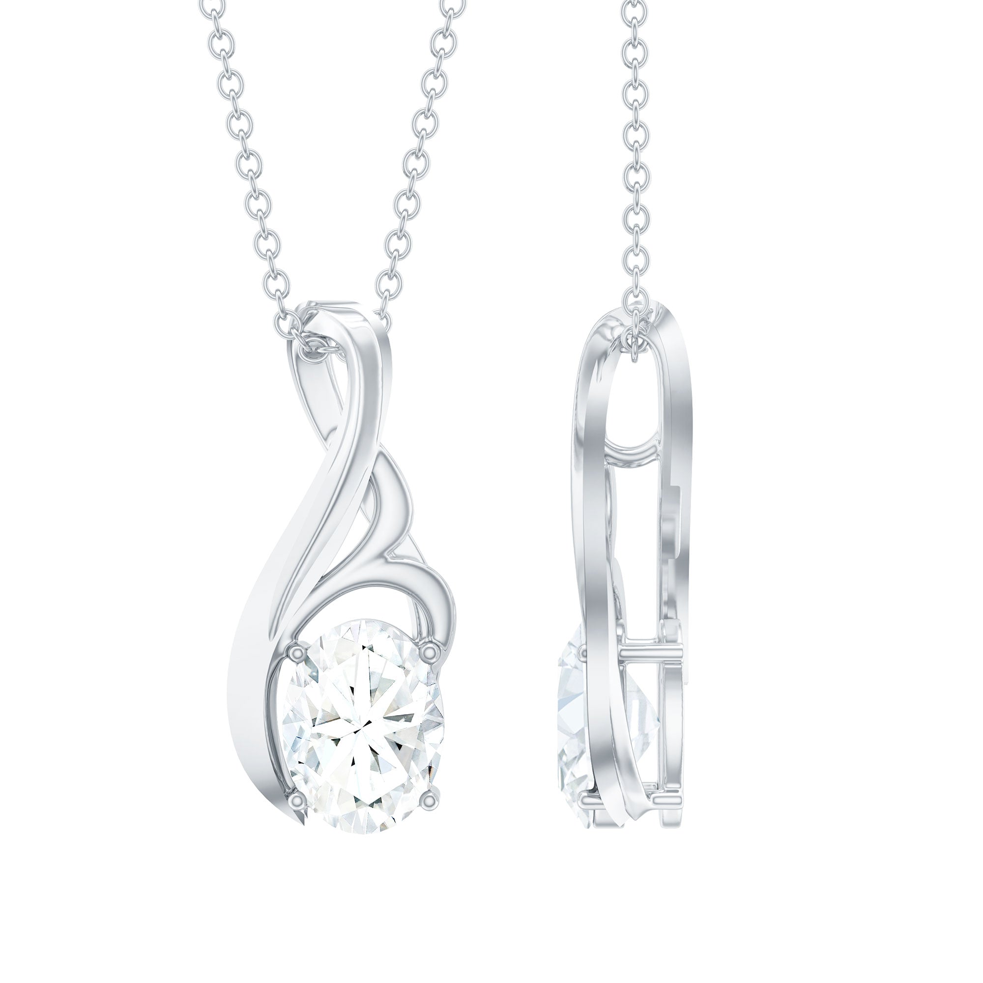 Certified Oval Lab Grown Diamond Solitaire Pendant Necklace