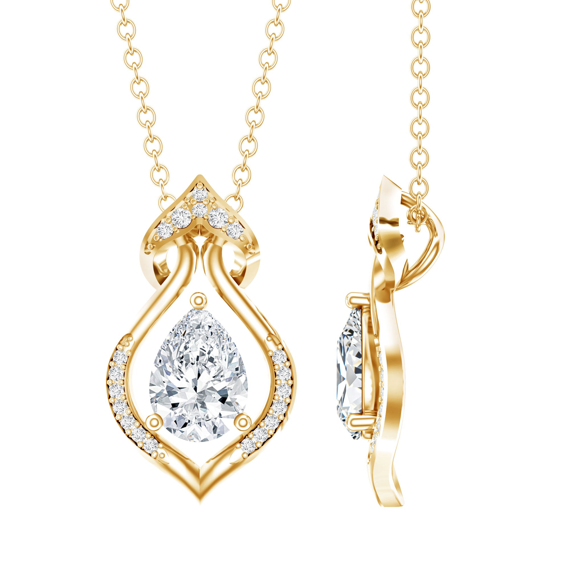 Pear Shape Lab Grown Diamond Bridal Pendant Necklace Lab - ( EF-VS ) - Rosec Jewels
