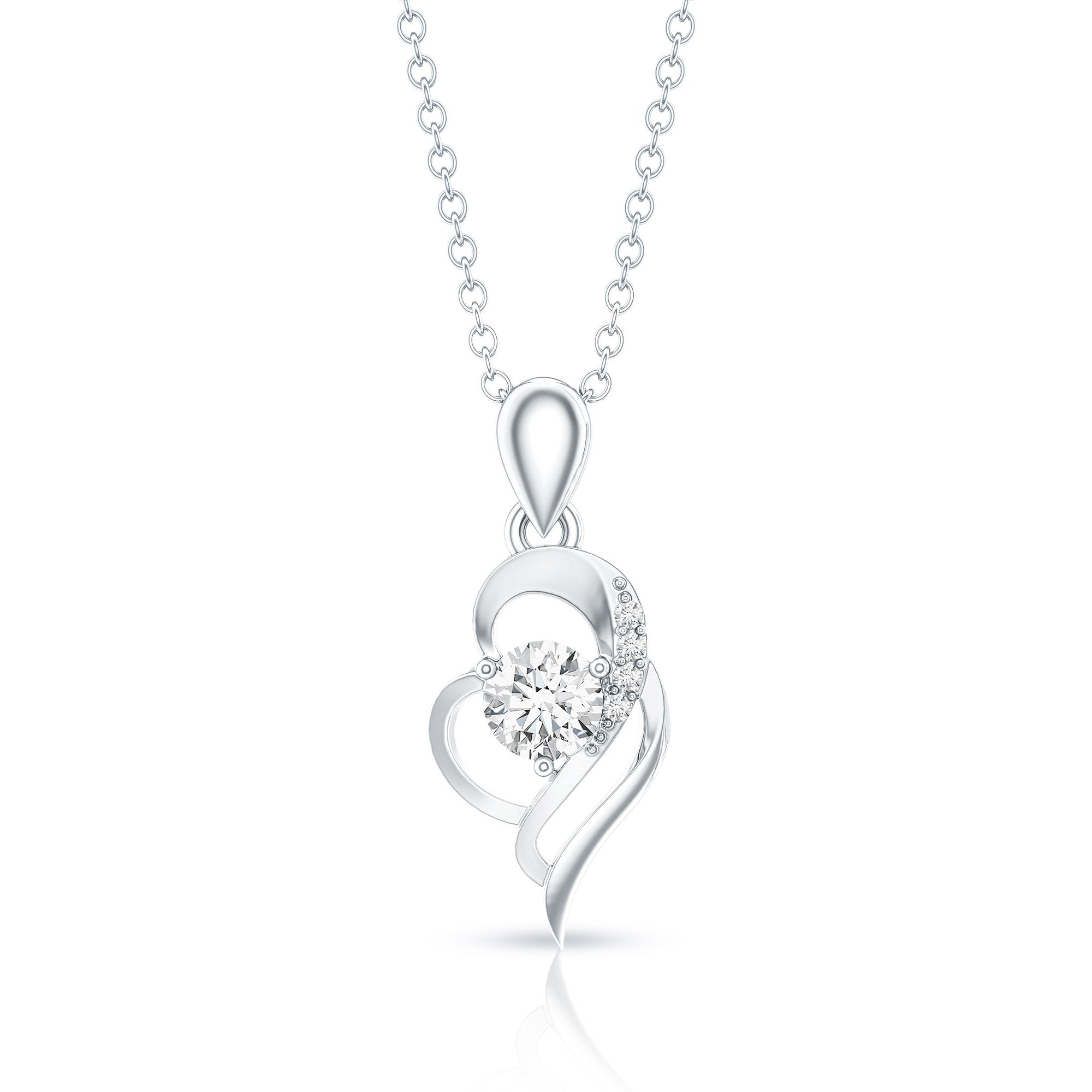 Heart Necklace with Lab Grown Diamond Lab - ( EF-VS ) - Rosec Jewels