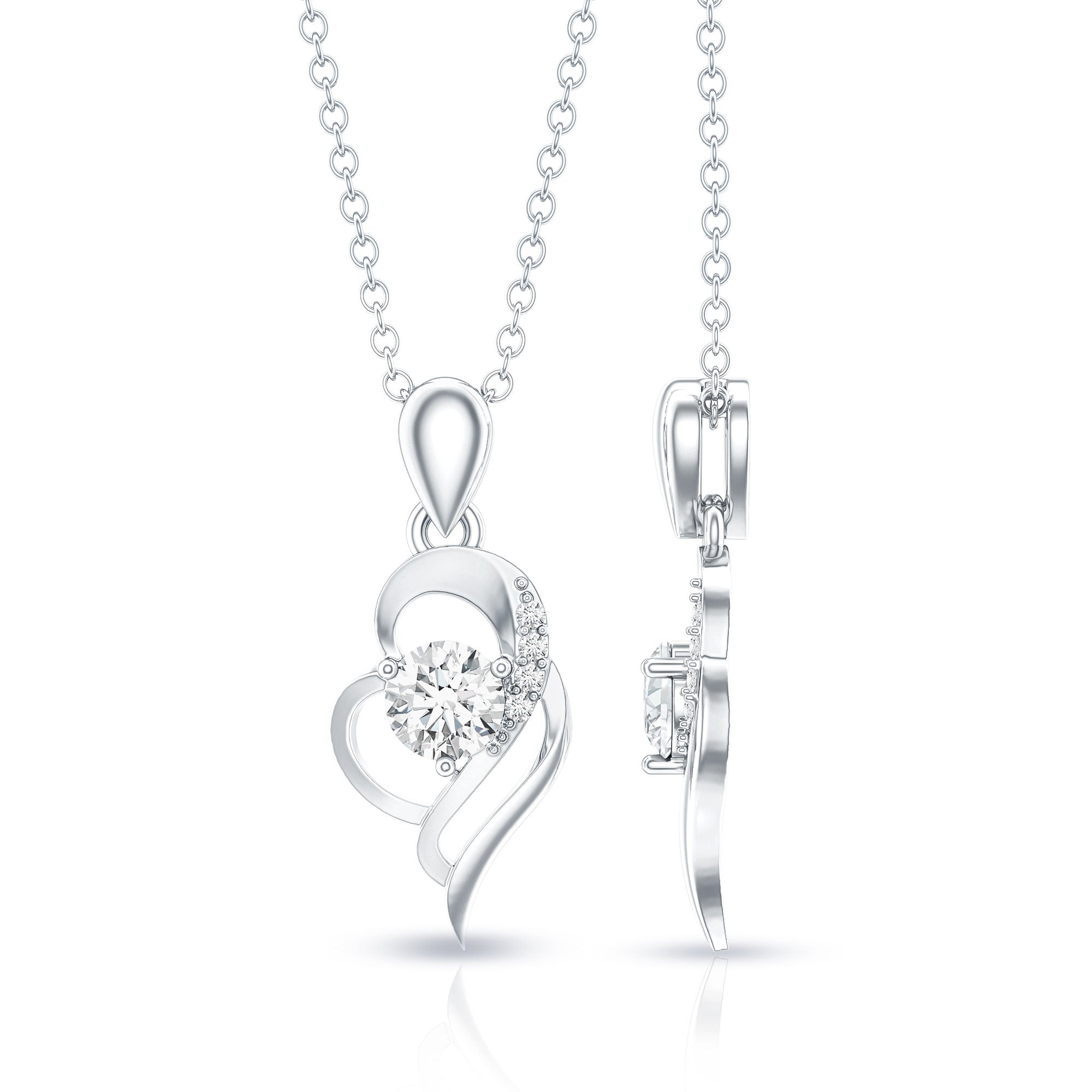 Heart Necklace with Lab Grown Diamond Lab - ( EF-VS ) - Rosec Jewels
