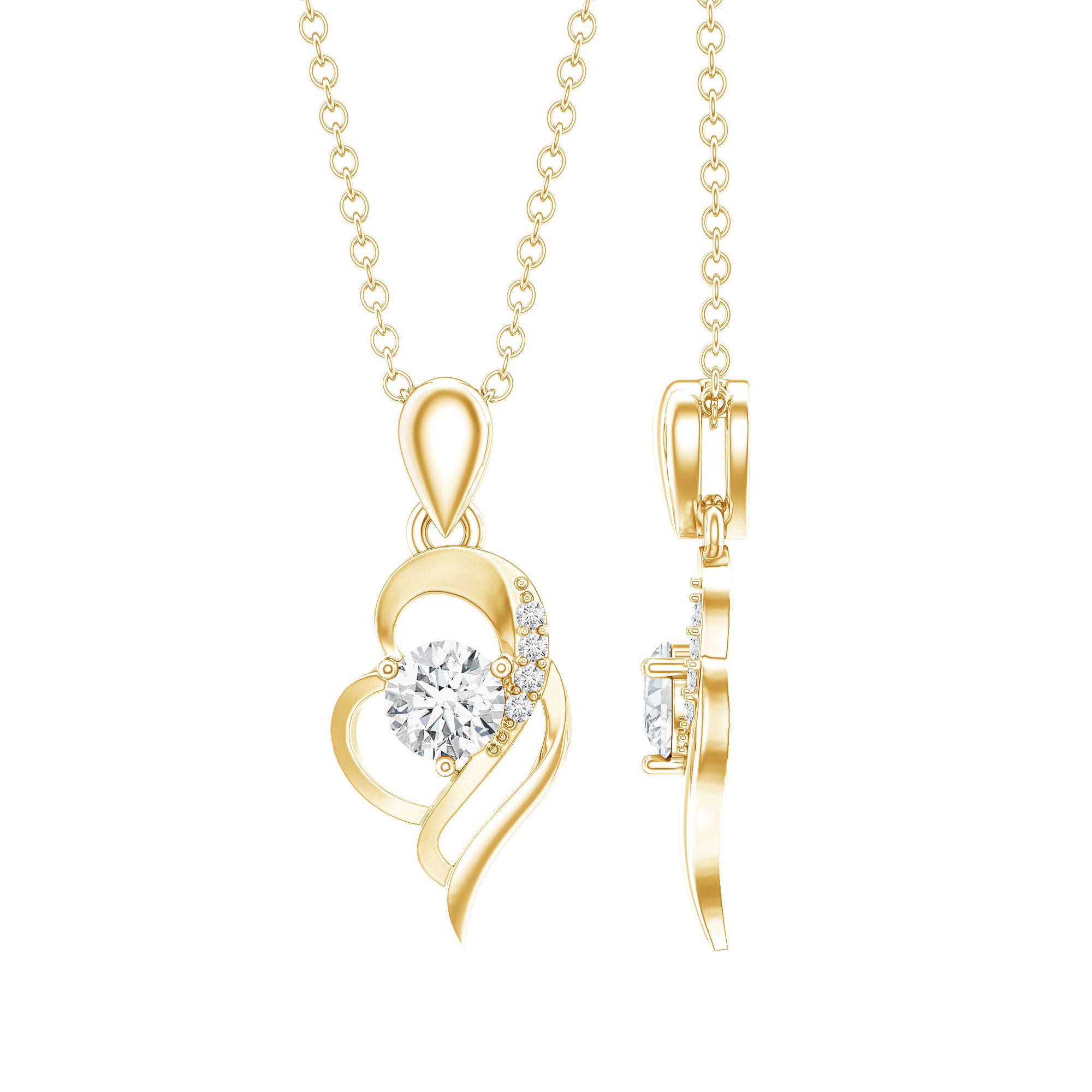 Heart Necklace with Lab Grown Diamond Lab - ( EF-VS ) - Rosec Jewels
