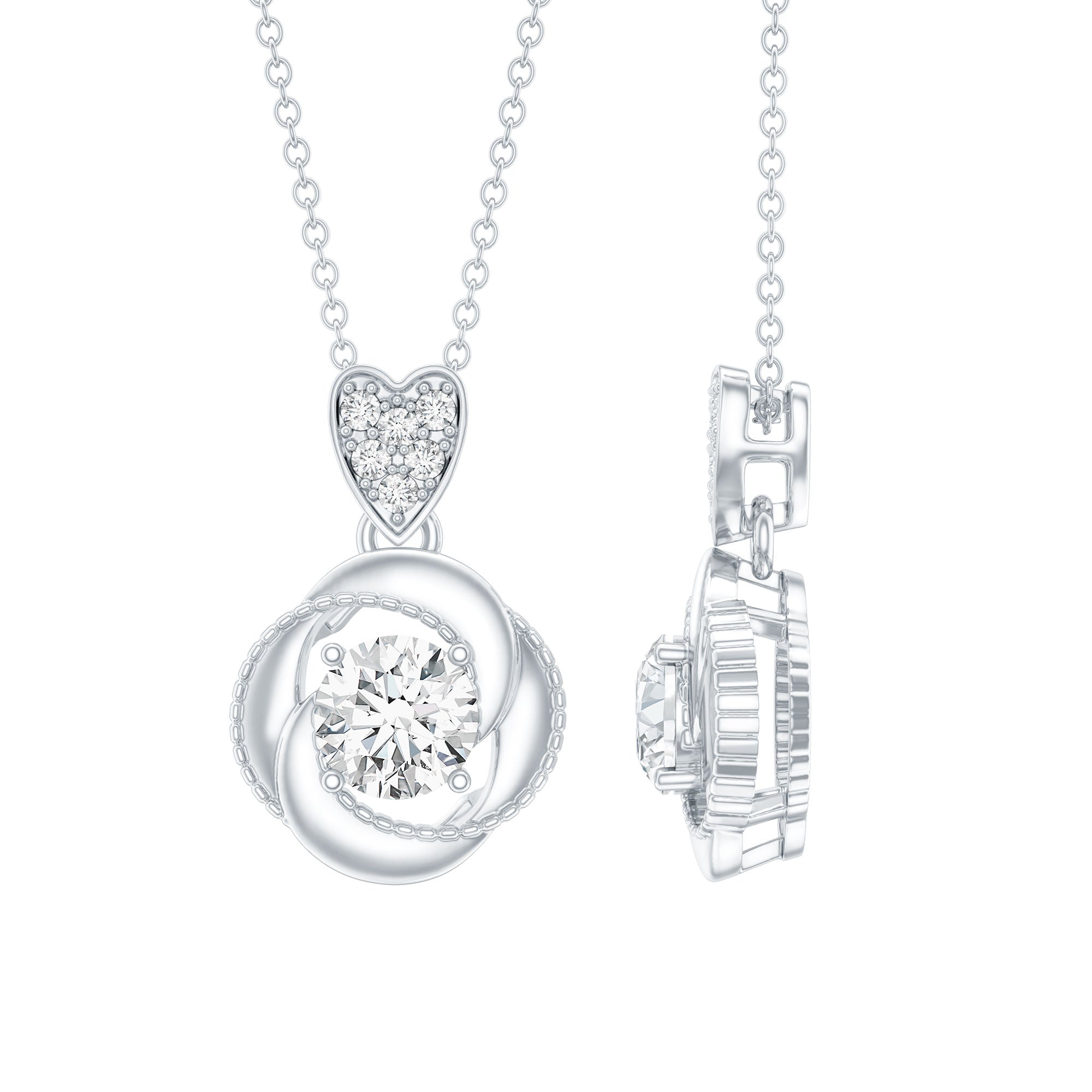 Lab Grown Diamond Swirl Pendant Necklace