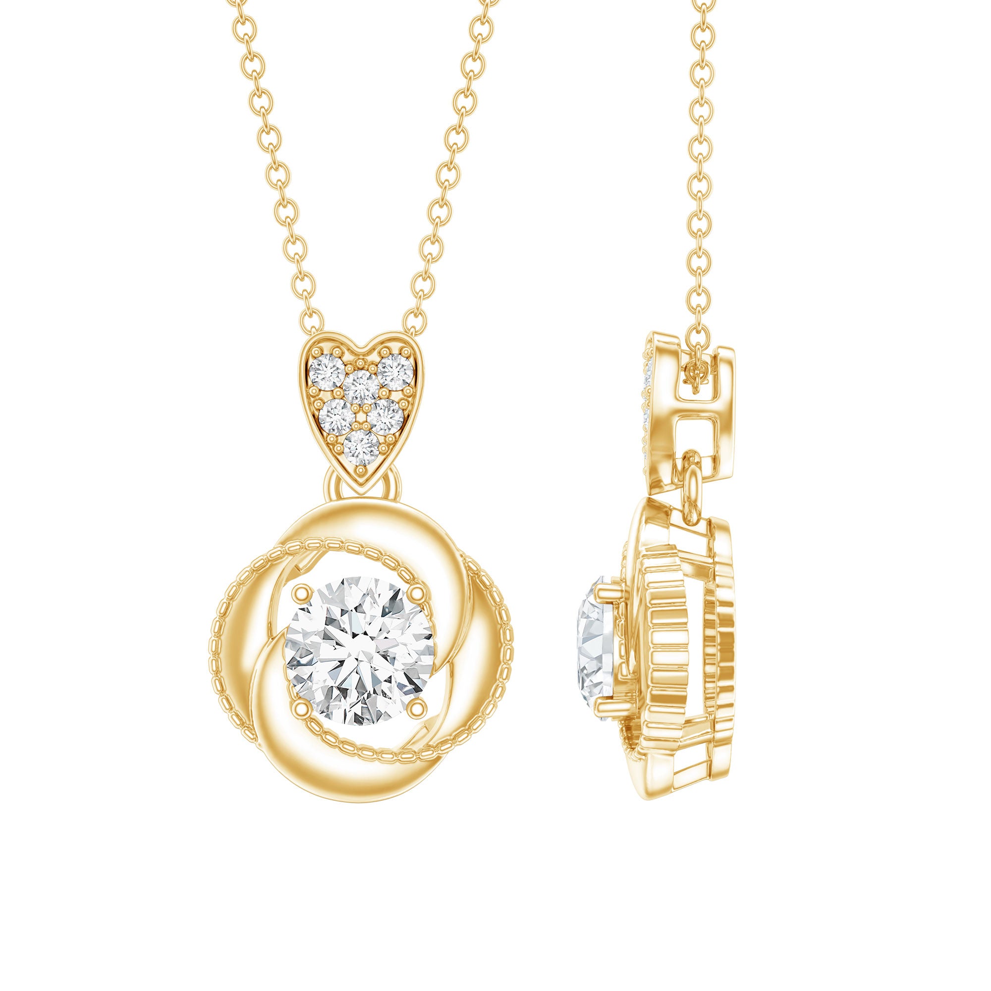 Lab Grown Diamond Swirl Pendant Necklace Lab - ( EF-VS ) - Rosec Jewels