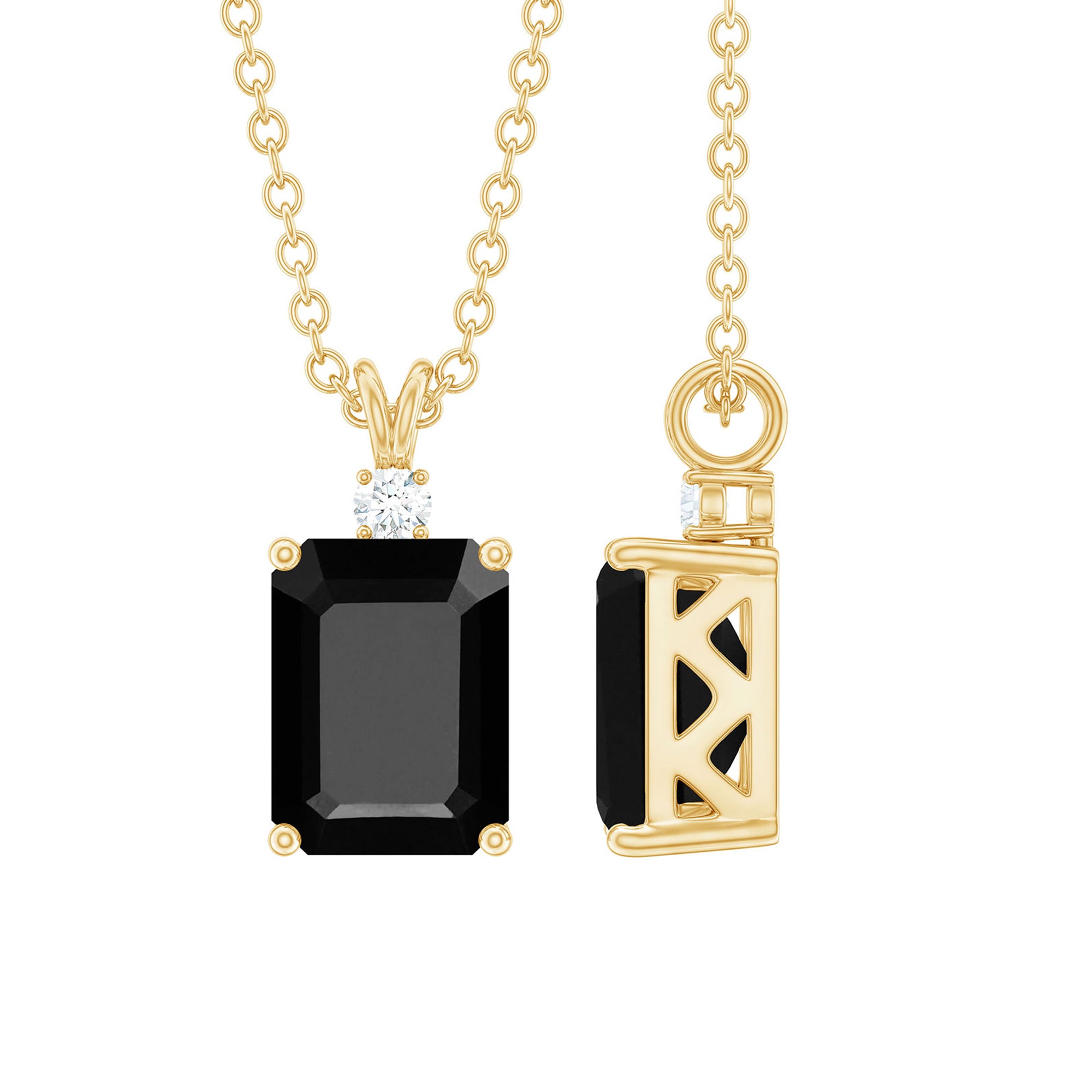 Genuine 1.68 Carat Black Diamond Solitaire Necklace for Women AAA 14K Yellow Gold Plated Silver - Rosec Jewels