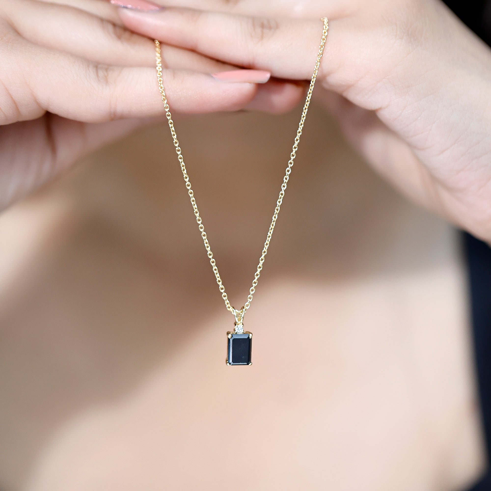 Genuine 1.68 Carat Black Diamond Solitaire Necklace for Women AAA 14K Yellow Gold Plated Silver - Rosec Jewels