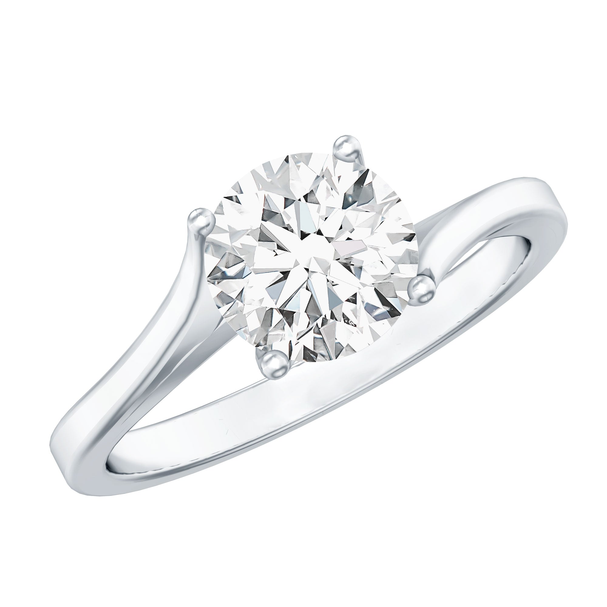 Certified Solitaire Moissanite Bypass Engagement Ring D-VS1 - Rosec Jewels