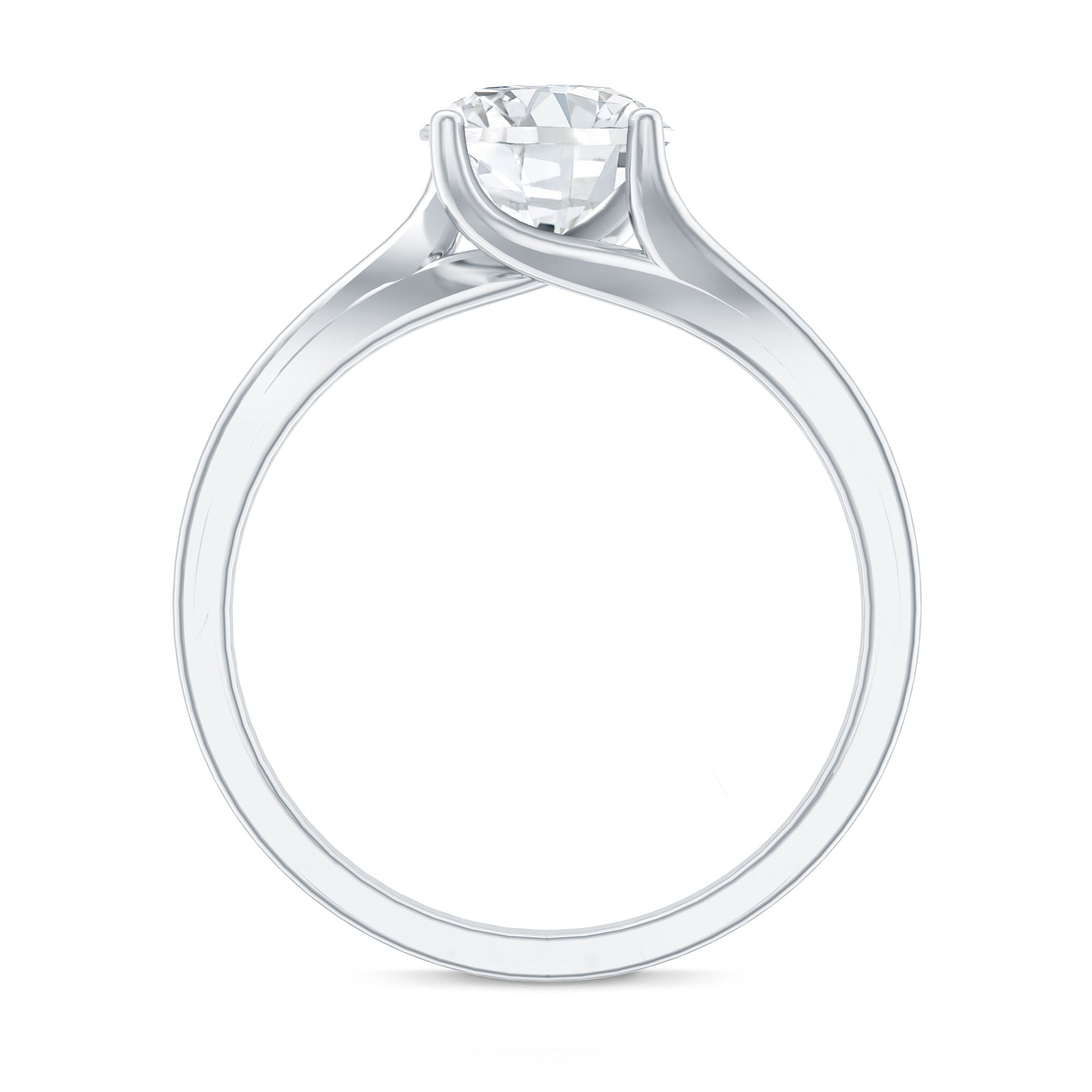 Certified Solitaire Moissanite Bypass Engagement Ring D-VS1 - Rosec Jewels
