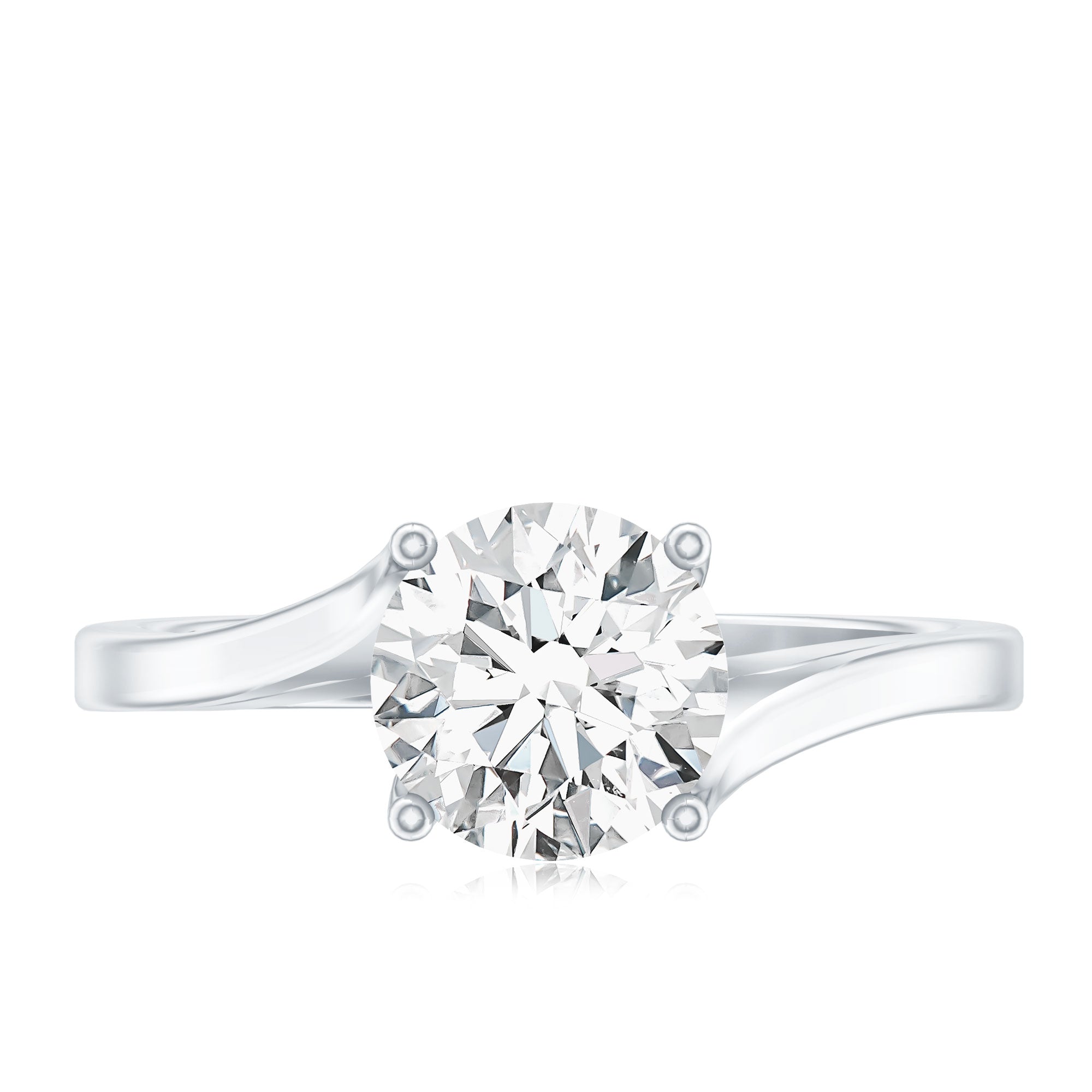 Certified Solitaire Moissanite Bypass Engagement Ring D-VS1 - Rosec Jewels