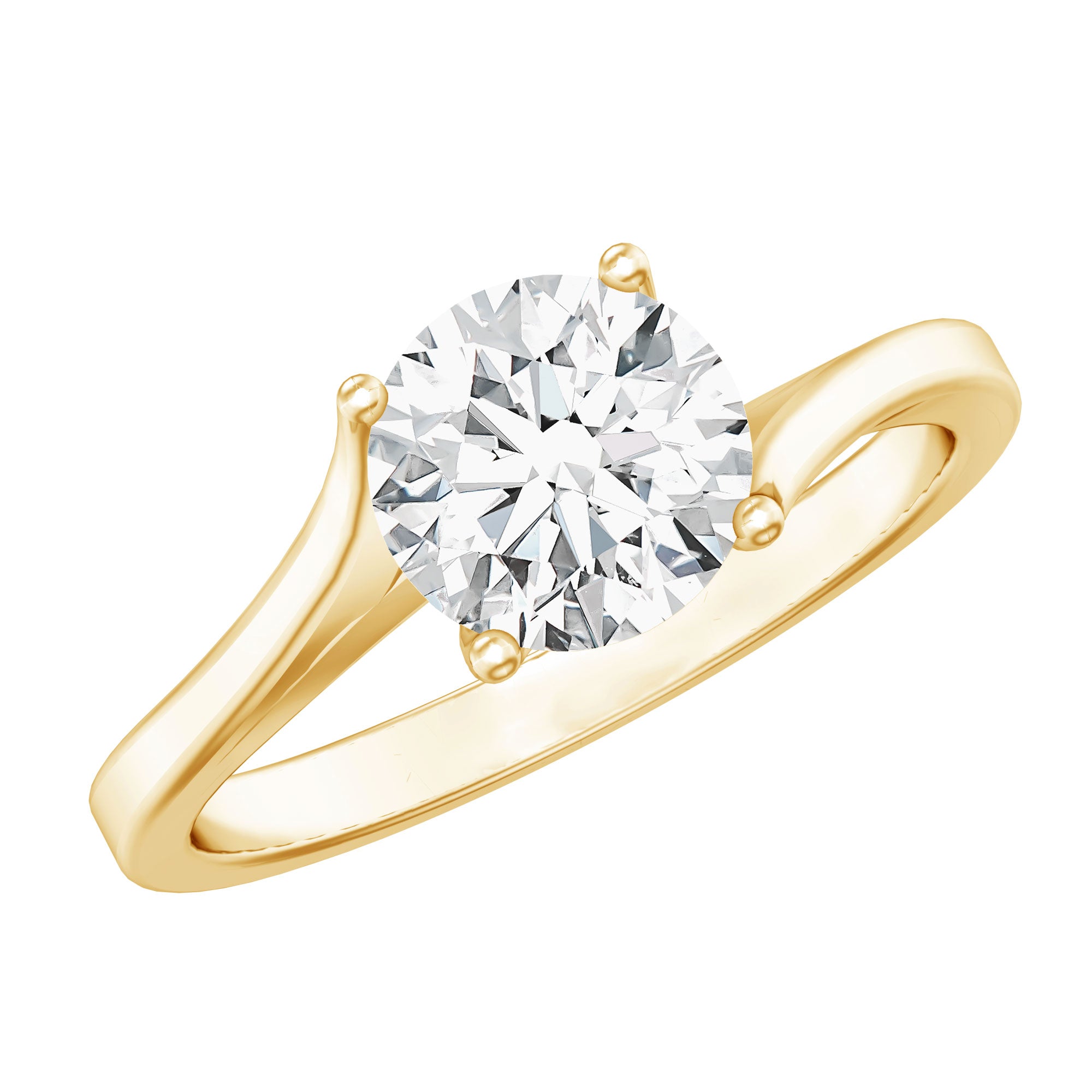 Certified Solitaire Moissanite Bypass Engagement Ring D-VS1 - Rosec Jewels