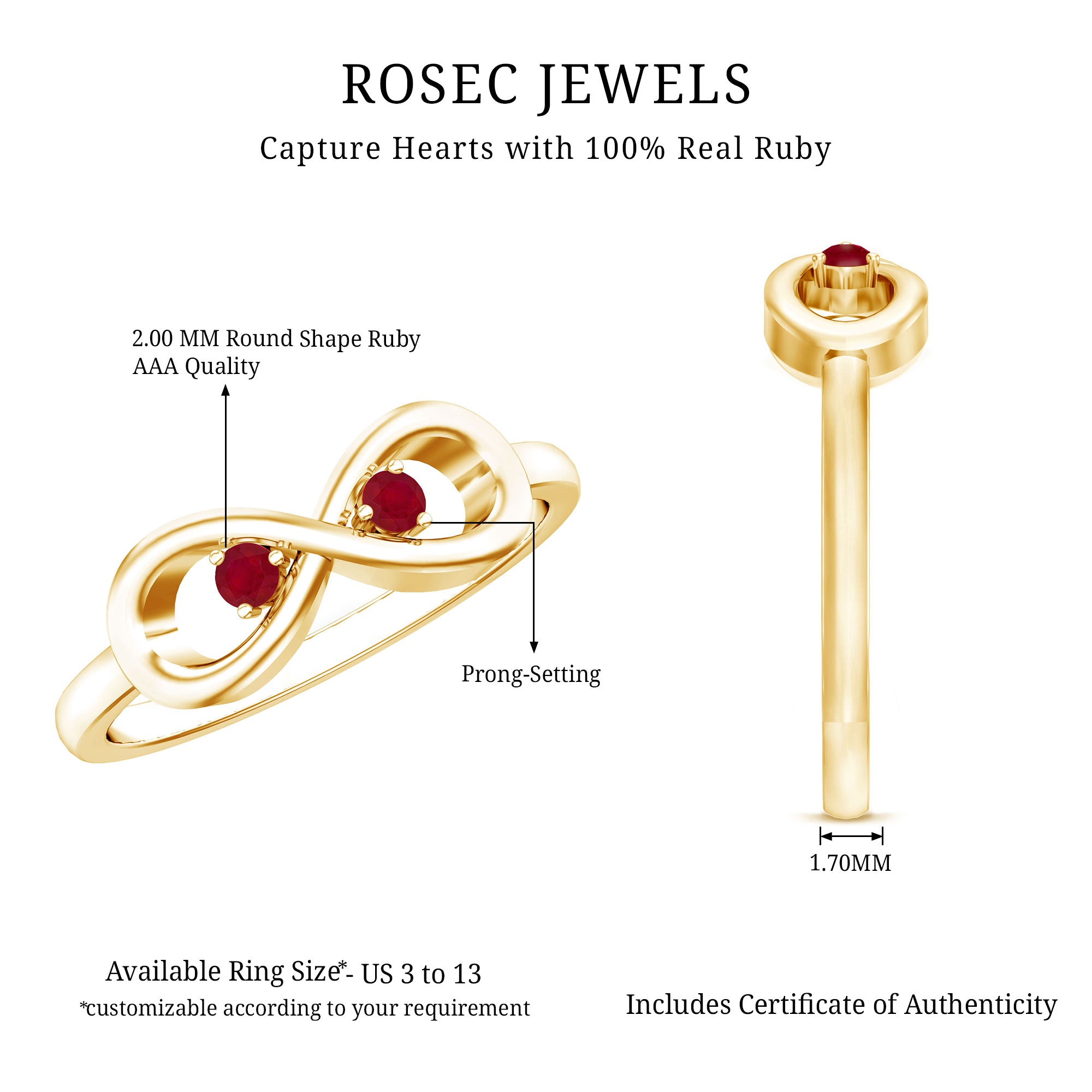Rosec Jewels-Natural Ruby Infinity Promise Ring for Women