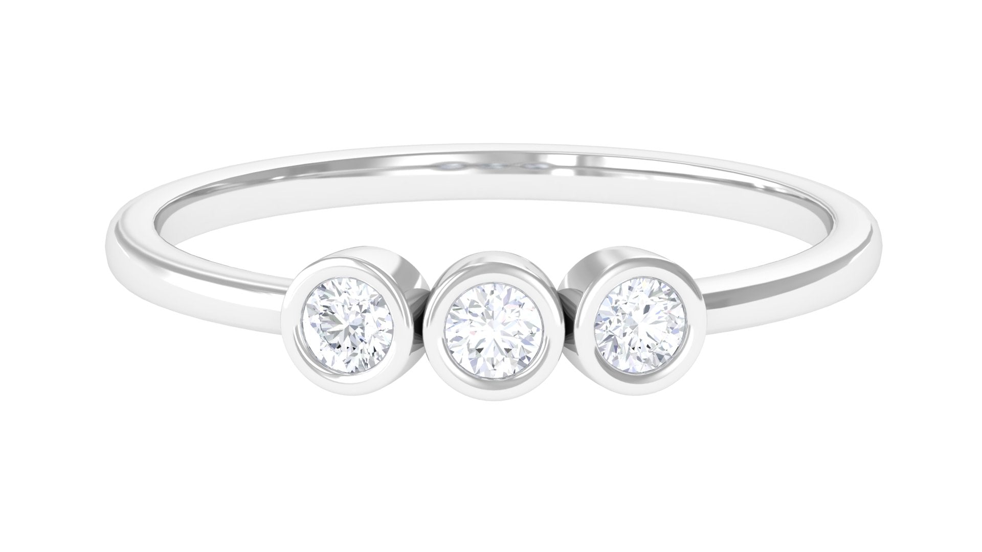 Rosec Jewels-Natural Diamond 3 Stone Promise Ring with Certificate