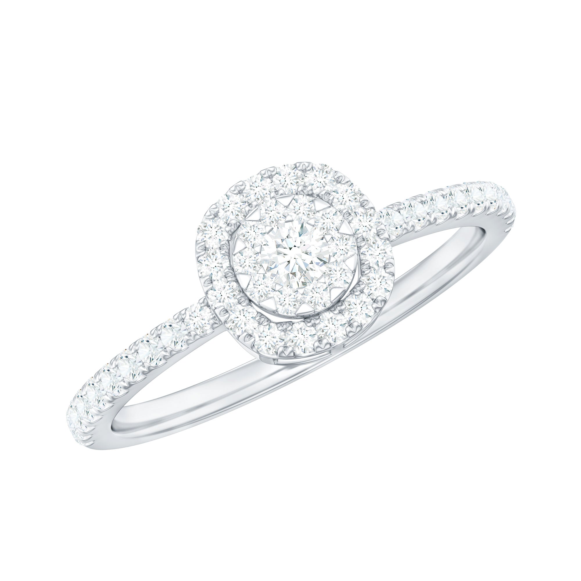 Brilliant Cut Diamond Engagement Ring in Illusion Setting Natural - ( HI-SI ) - Rosec Jewels