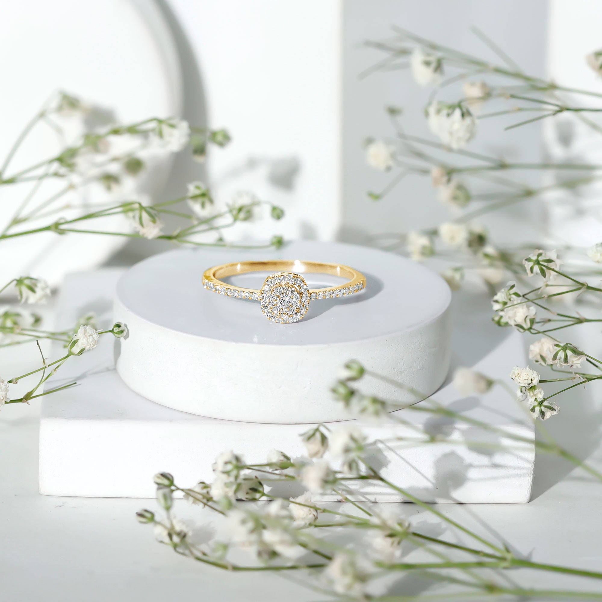 Brilliant Cut Diamond Engagement Ring in Illusion Setting Natural - ( HI-SI ) - Rosec Jewels