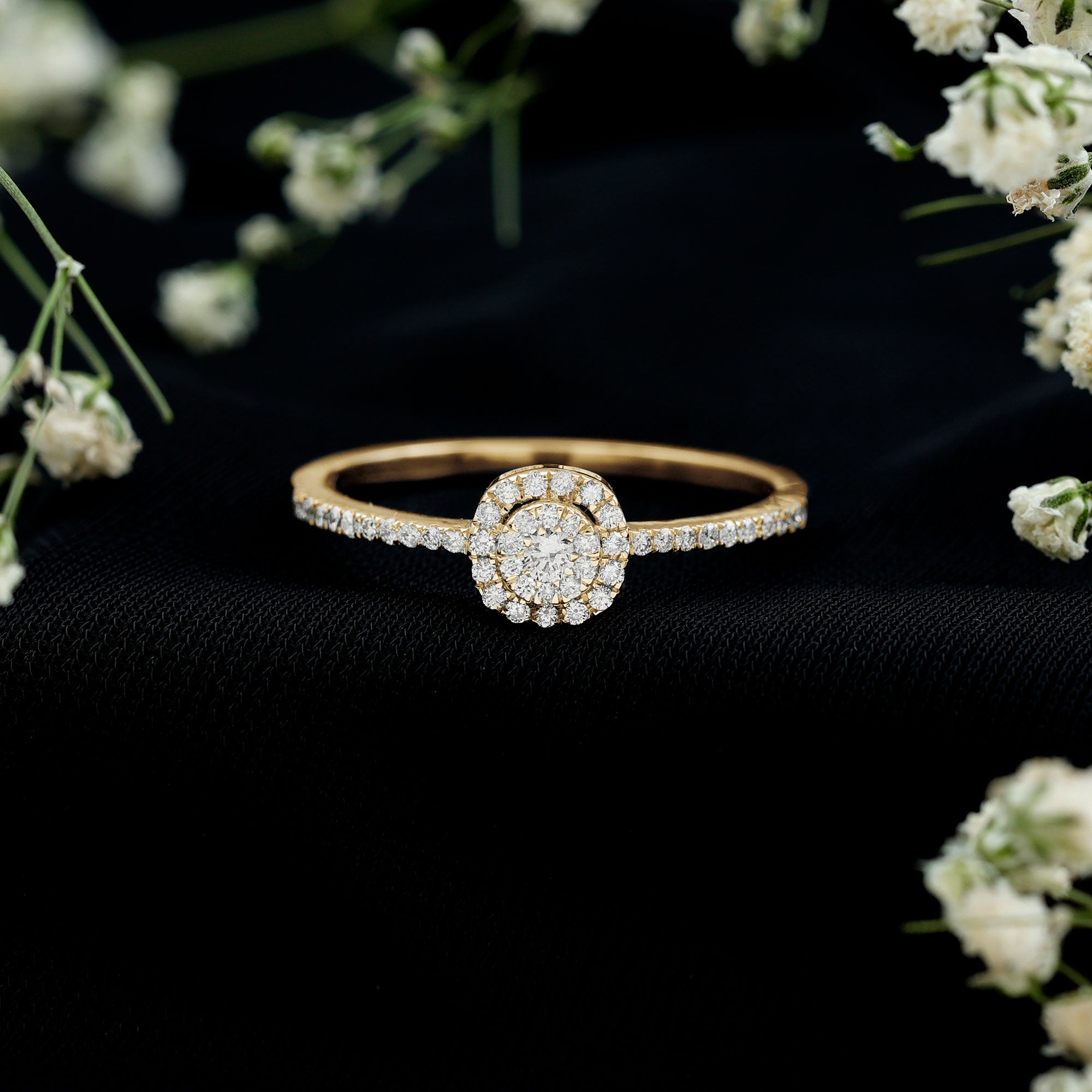 Brilliant Cut Diamond Engagement Ring in Illusion Setting Natural - ( HI-SI ) - Rosec Jewels