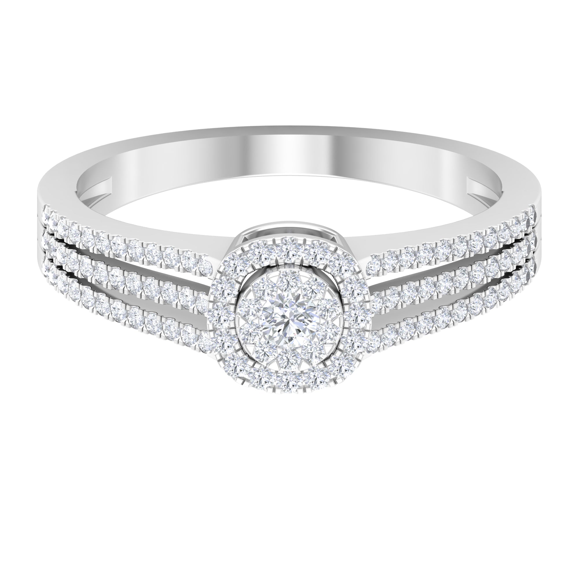 Classic Diamond Split Shank Engagement Ring Natural - ( HI-SI ) - Rosec Jewels