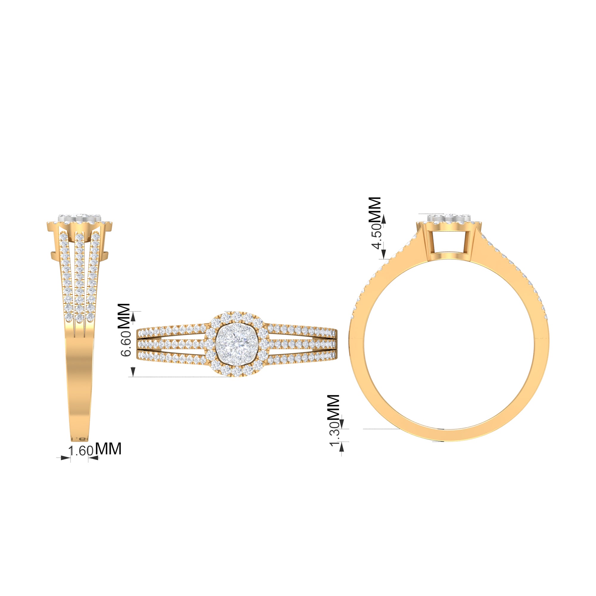 Classic Diamond Split Shank Engagement Ring Natural - ( HI-SI ) - Rosec Jewels
