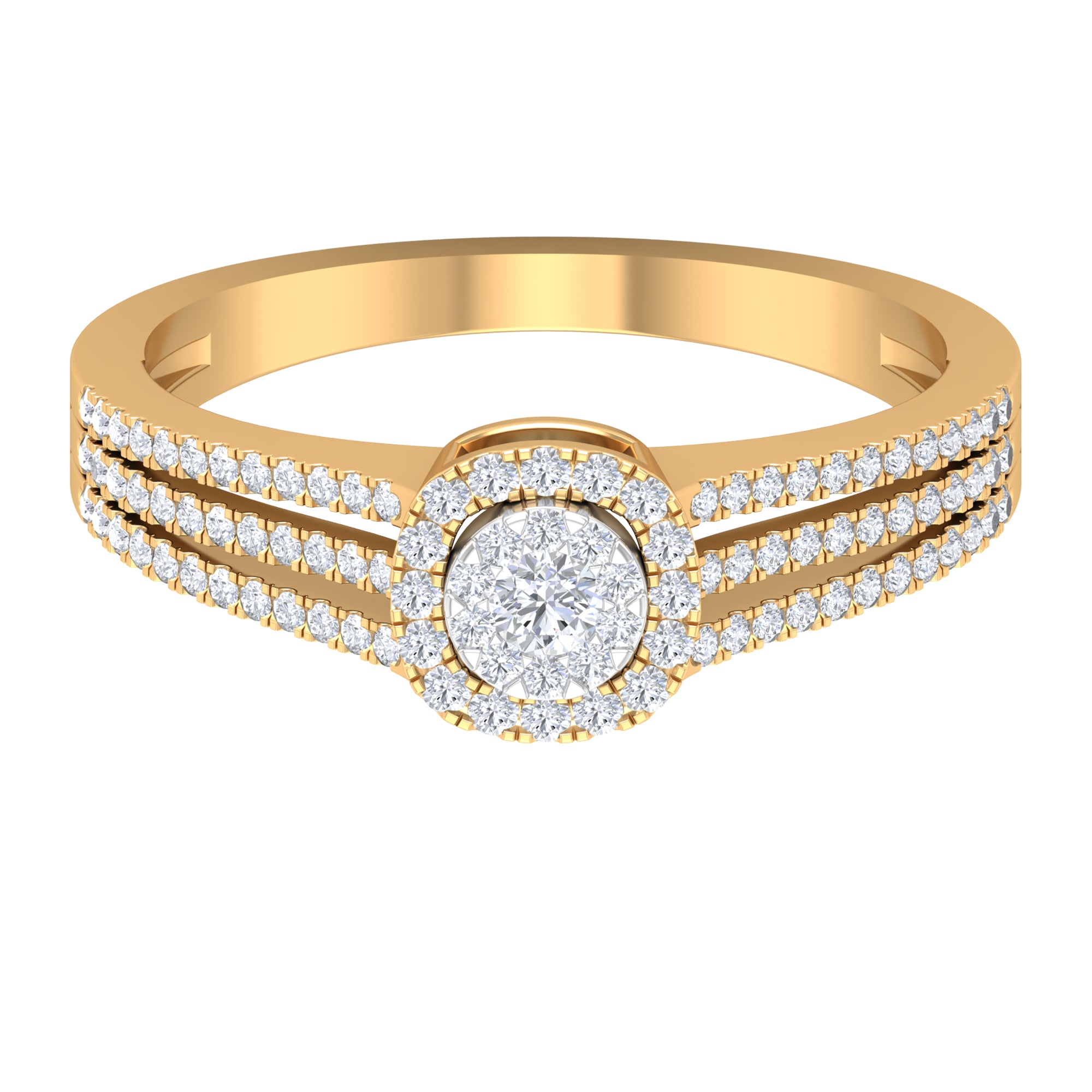 Classic Diamond Split Shank Engagement Ring Natural - ( HI-SI ) - Rosec Jewels