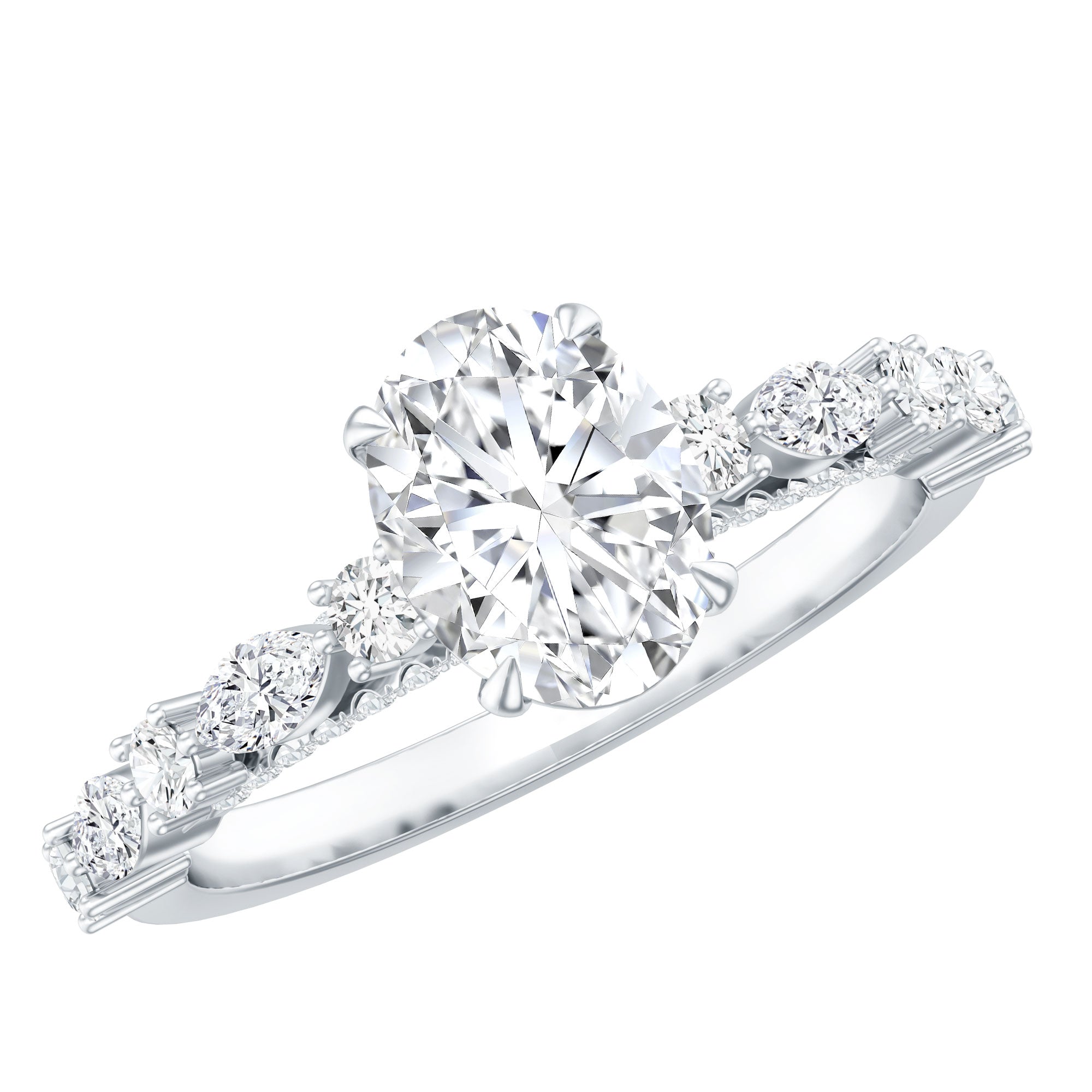 Oval Moissanite Solitaire Engagement Ring in Claw Setting