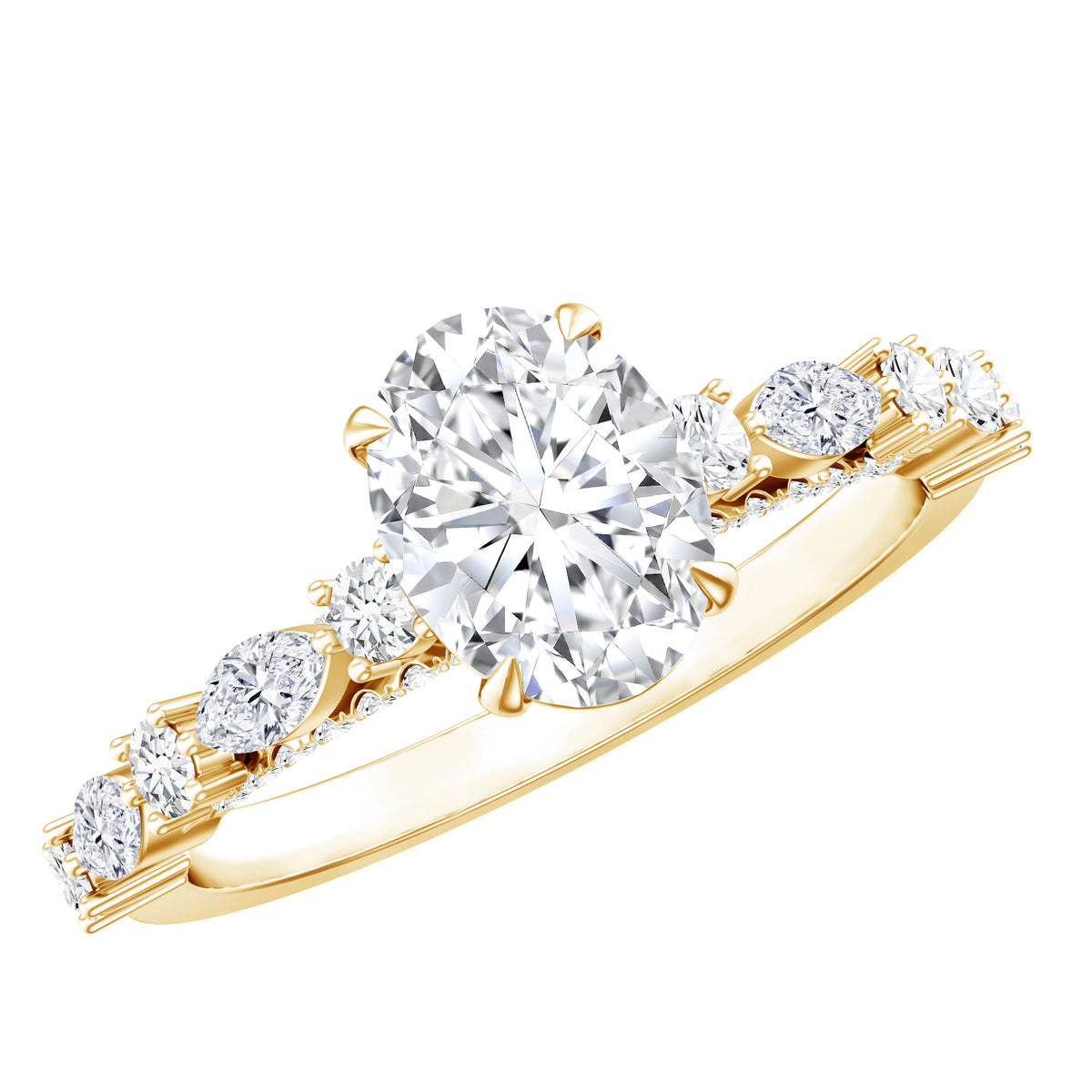 Oval Moissanite Solitaire Engagement Ring in Claw Setting D-VS1 - Rosec Jewels