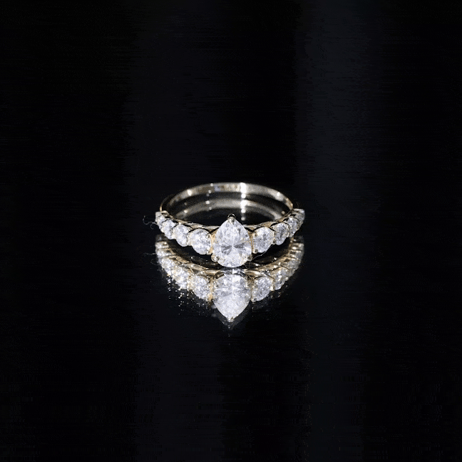 Perfect Pear Engagement Ring with Moissanite D-VS1 - Rosec Jewels