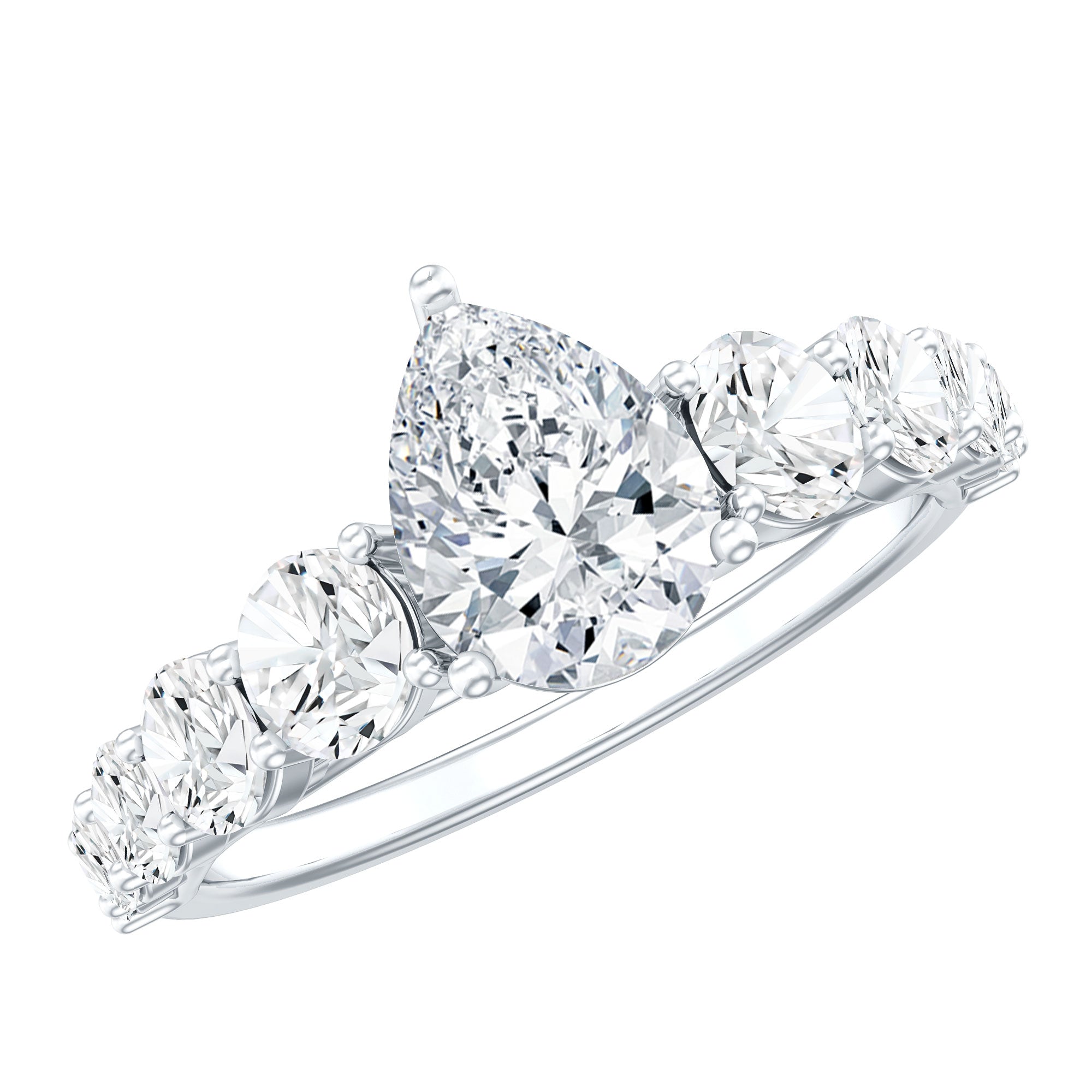 Perfect Pear Engagement Ring with Moissanite D-VS1 - Rosec Jewels