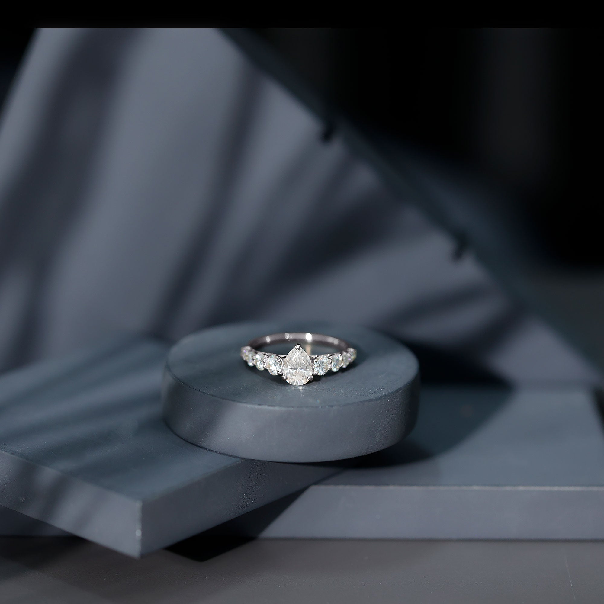 Perfect Pear Engagement Ring with Moissanite D-VS1 - Rosec Jewels