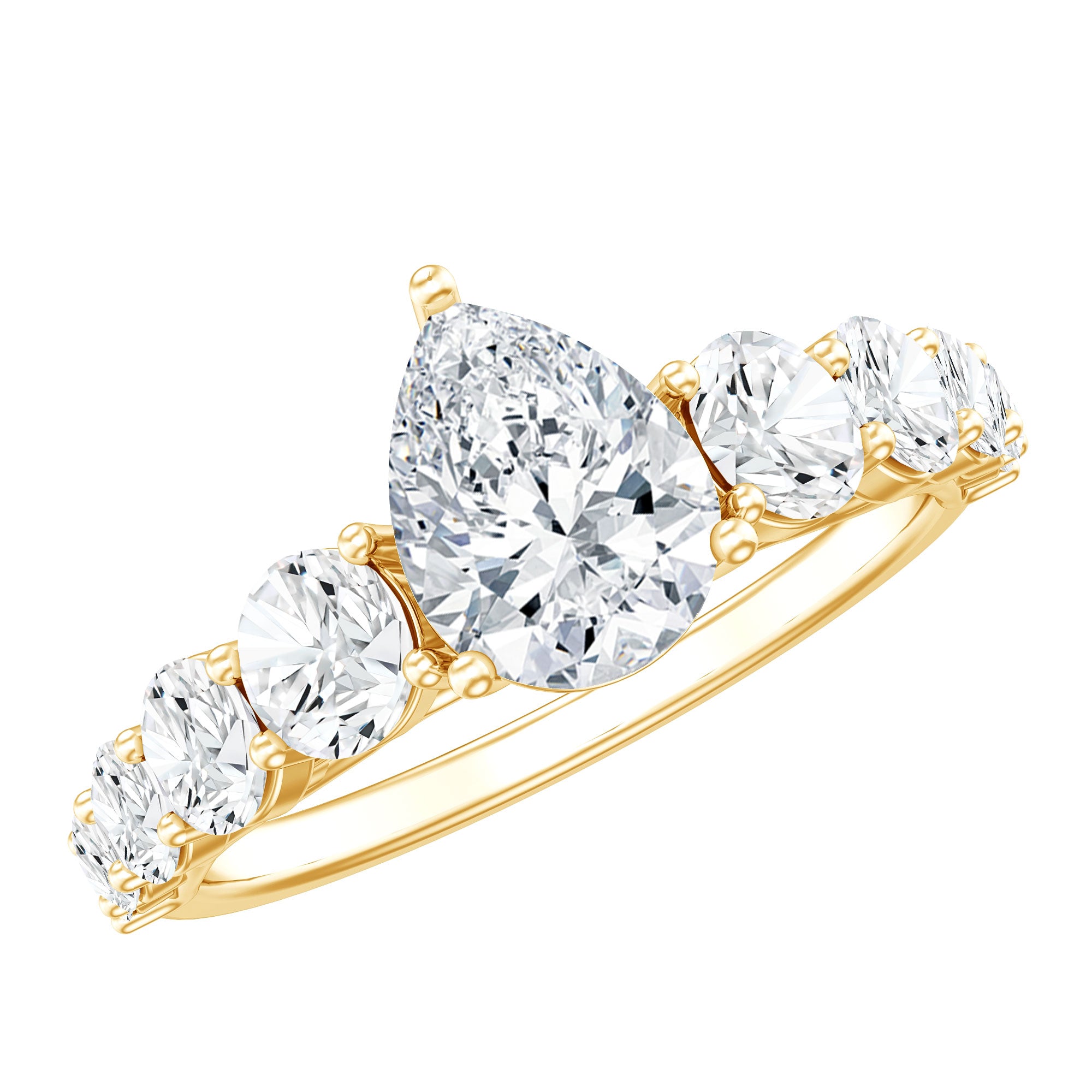 Perfect Pear Engagement Ring with Moissanite D-VS1 - Rosec Jewels