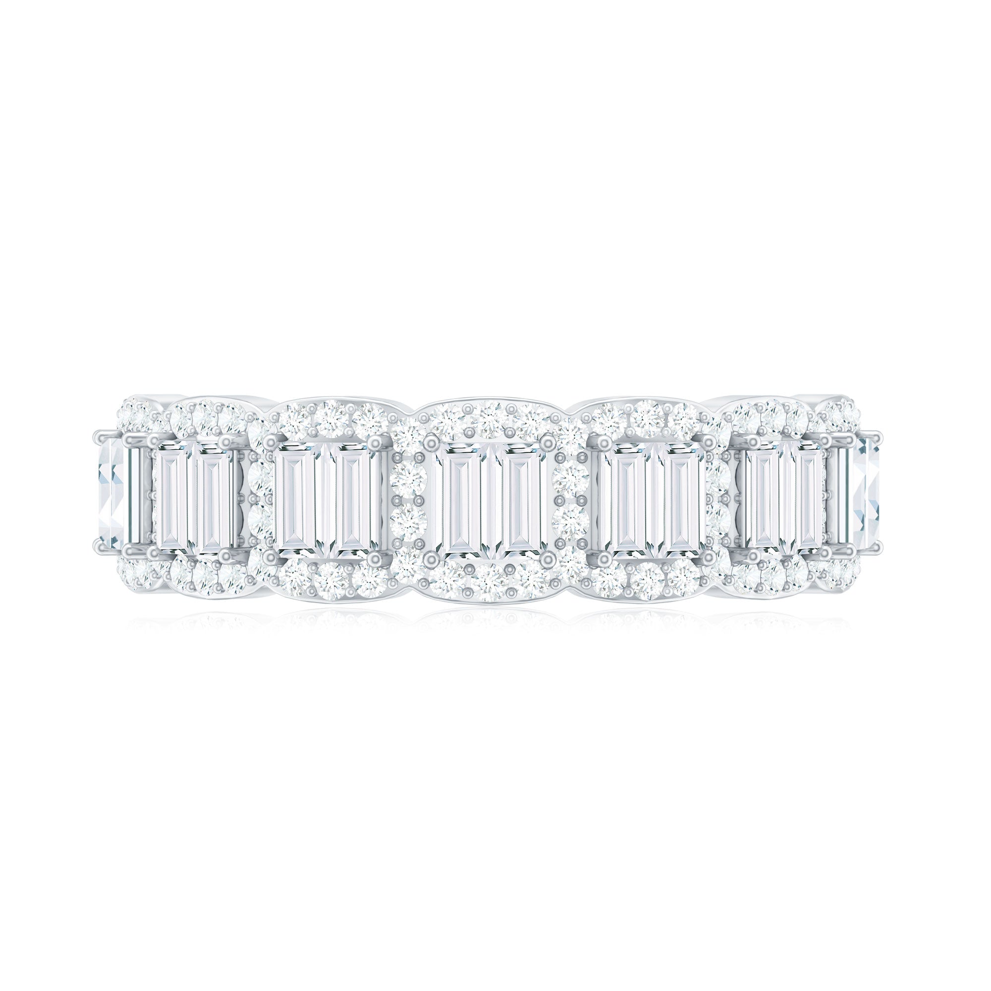 Designer Baguette Moissanite Half Eternity Band Ring D-VS1 - Rosec Jewels