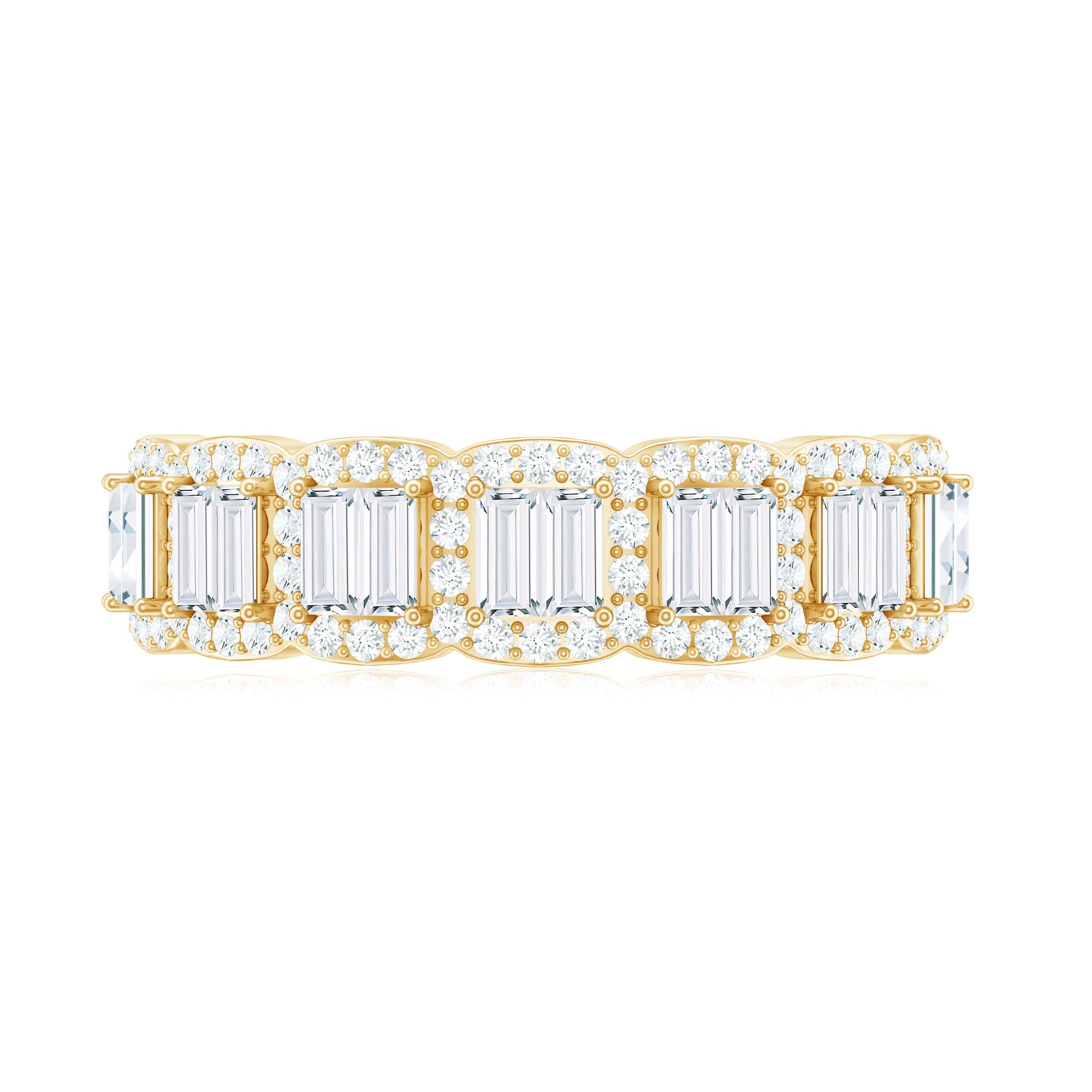 Designer Baguette Moissanite Half Eternity Band Ring D-VS1 - Rosec Jewels