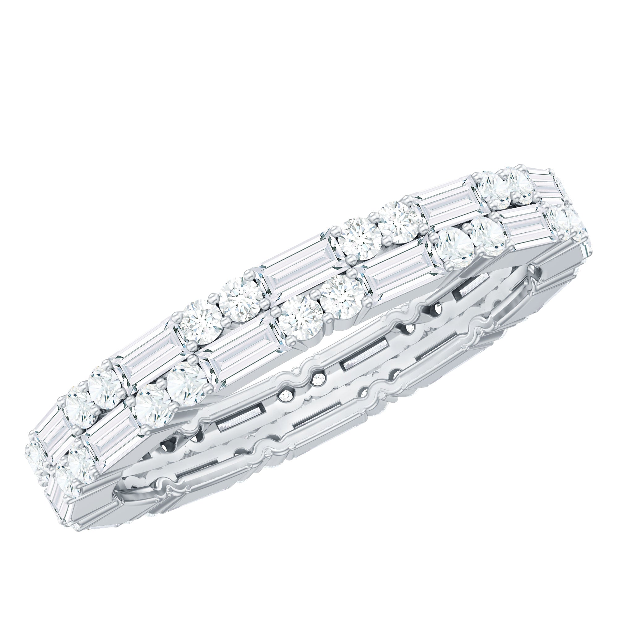 Double Row Moissanite Stackable Eternity Band Ring