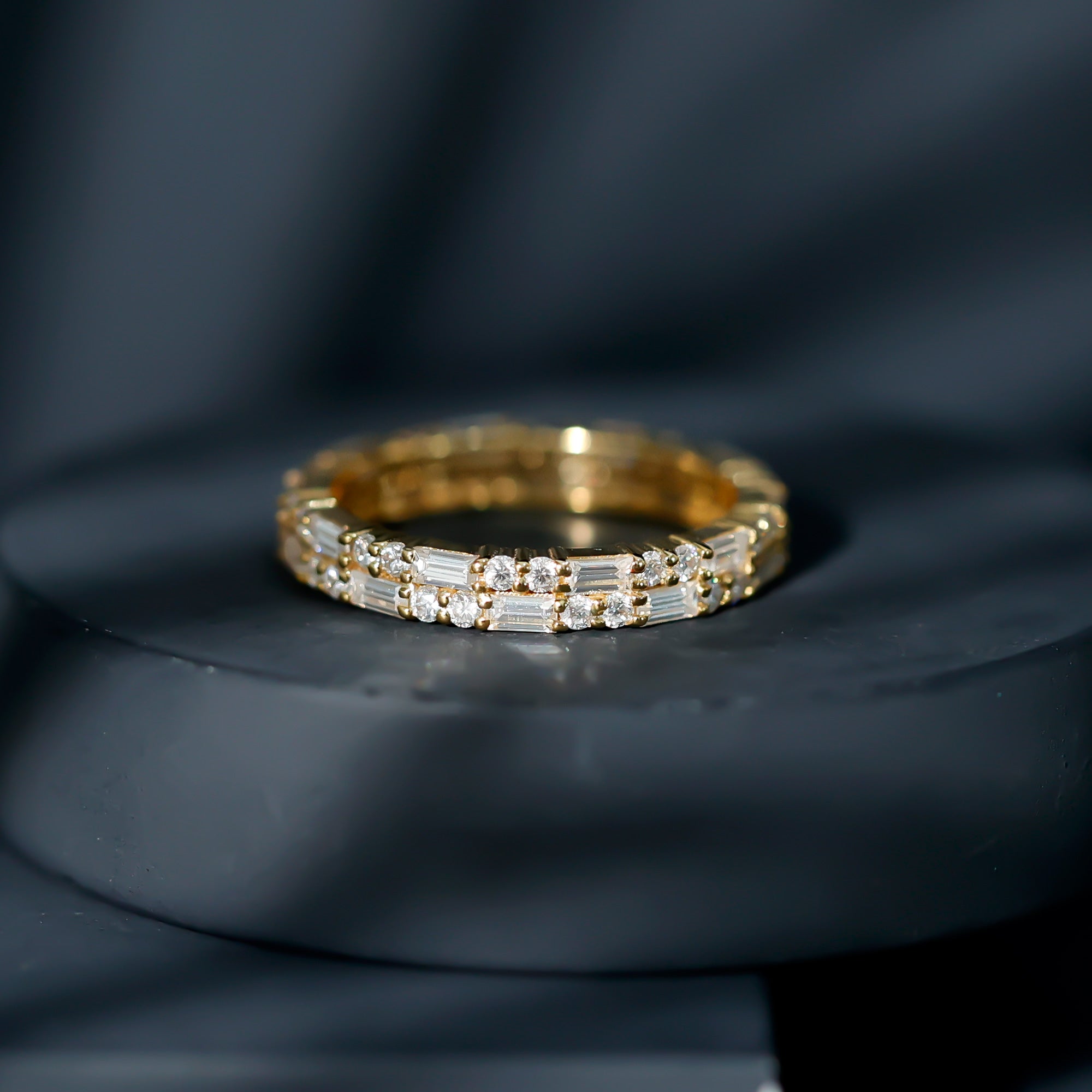 Double Row Moissanite Stackable Eternity Band Ring D-VS1 - Rosec Jewels
