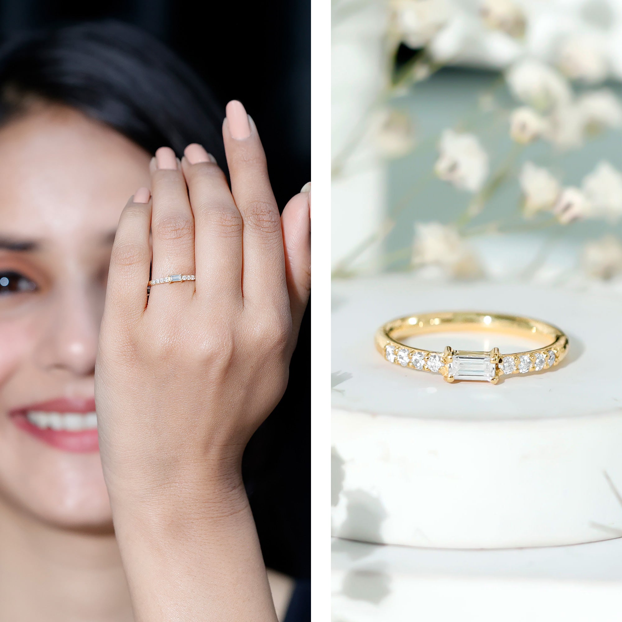 Moissanite Minimalist Stackable Promise Ring D-VS1 - Rosec Jewels
