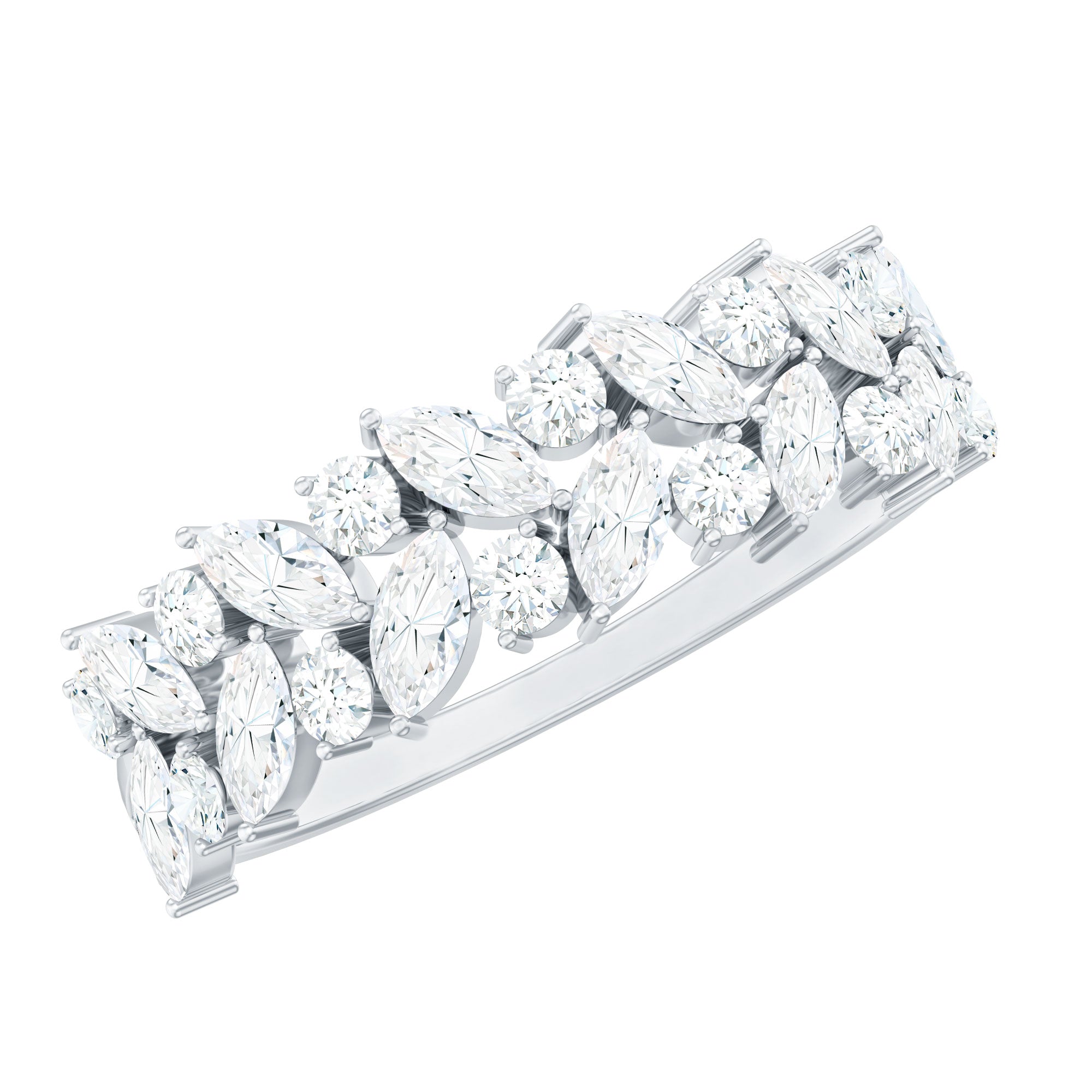 Certified Moissanite Cluster Eternity Band