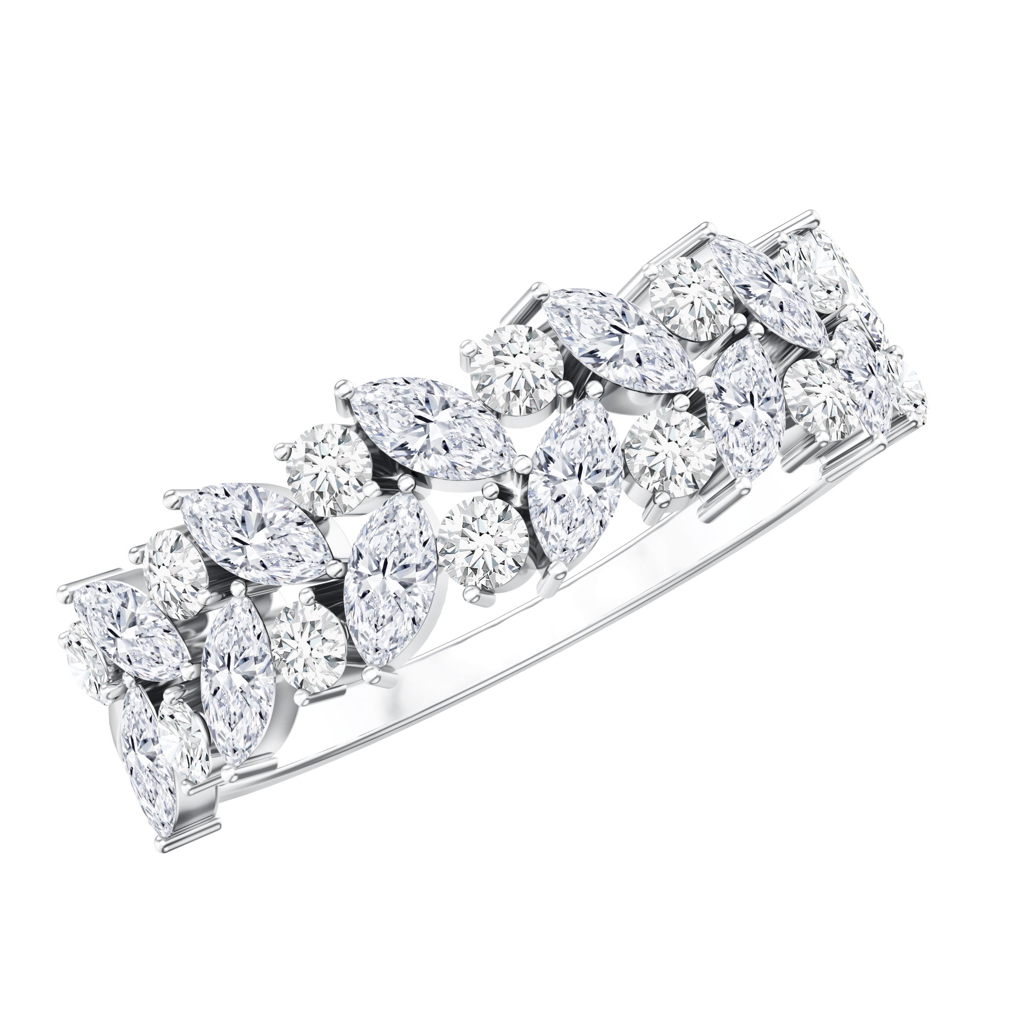 Certified Moissanite Cluster Eternity Band