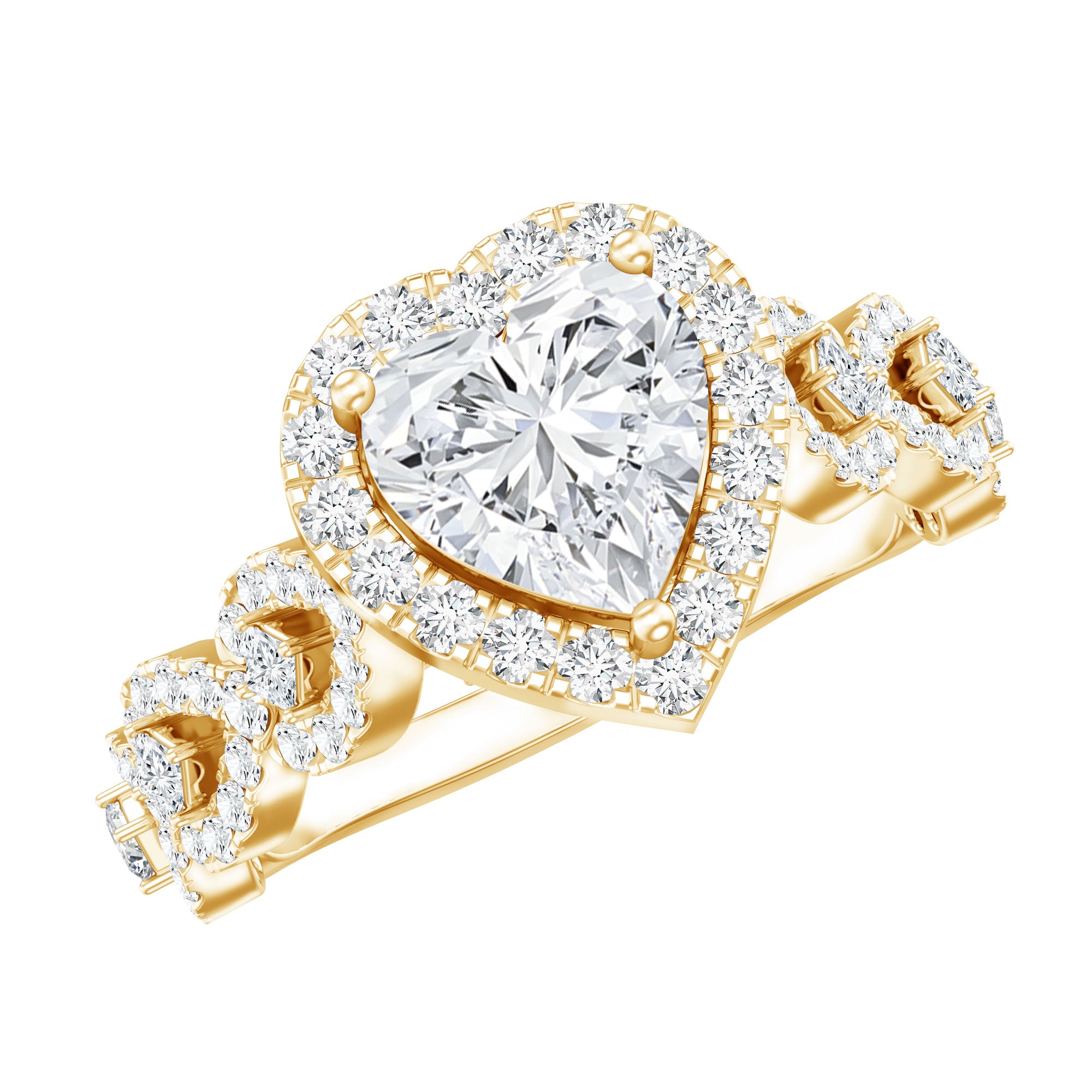 1.5 CT Heart Shape Moissanite Engagement Ring with Accent D-VS1 - Rosec Jewels