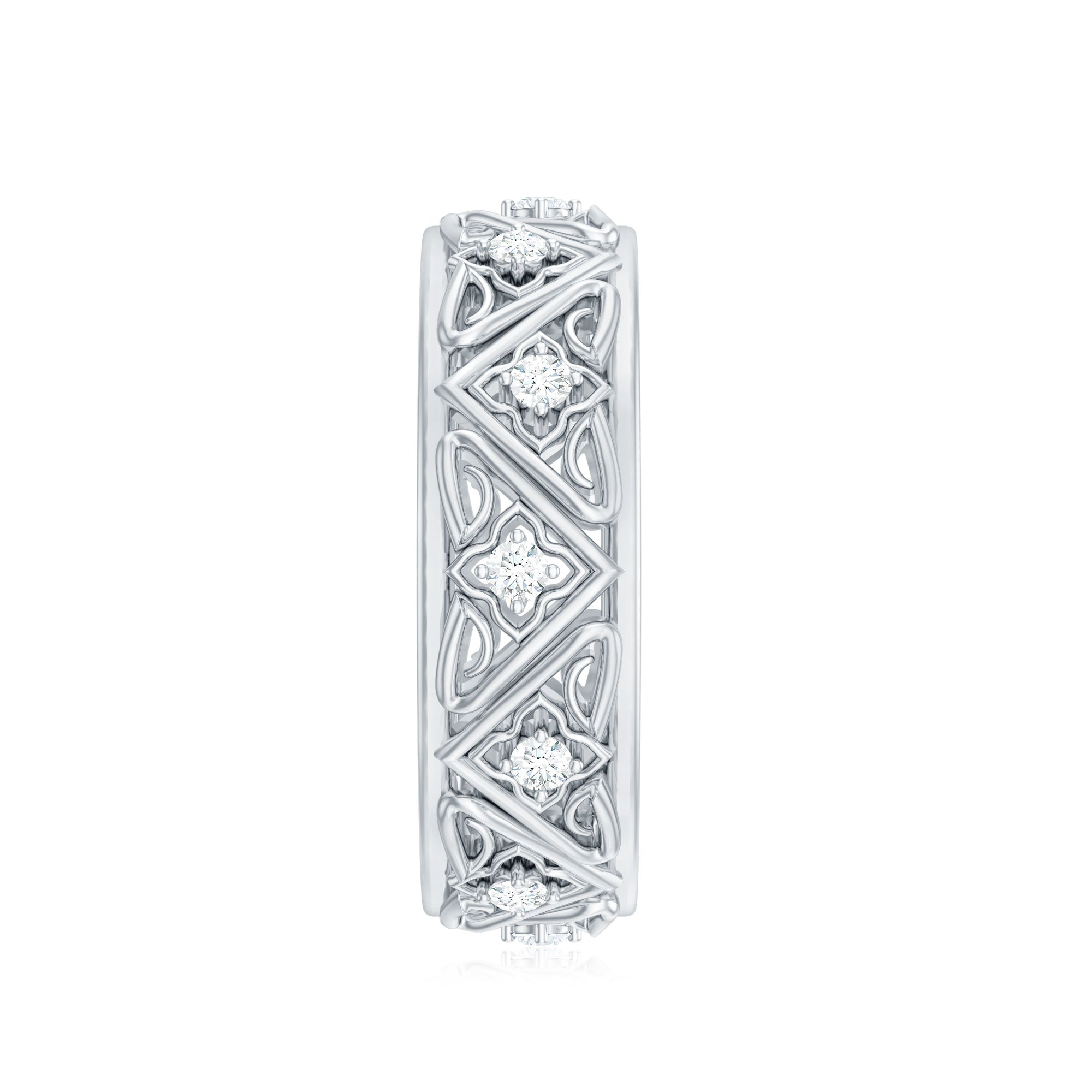 Vintage Style Diamond Wedding Band Ring Natural - ( HI-SI ) - Rosec Jewels
