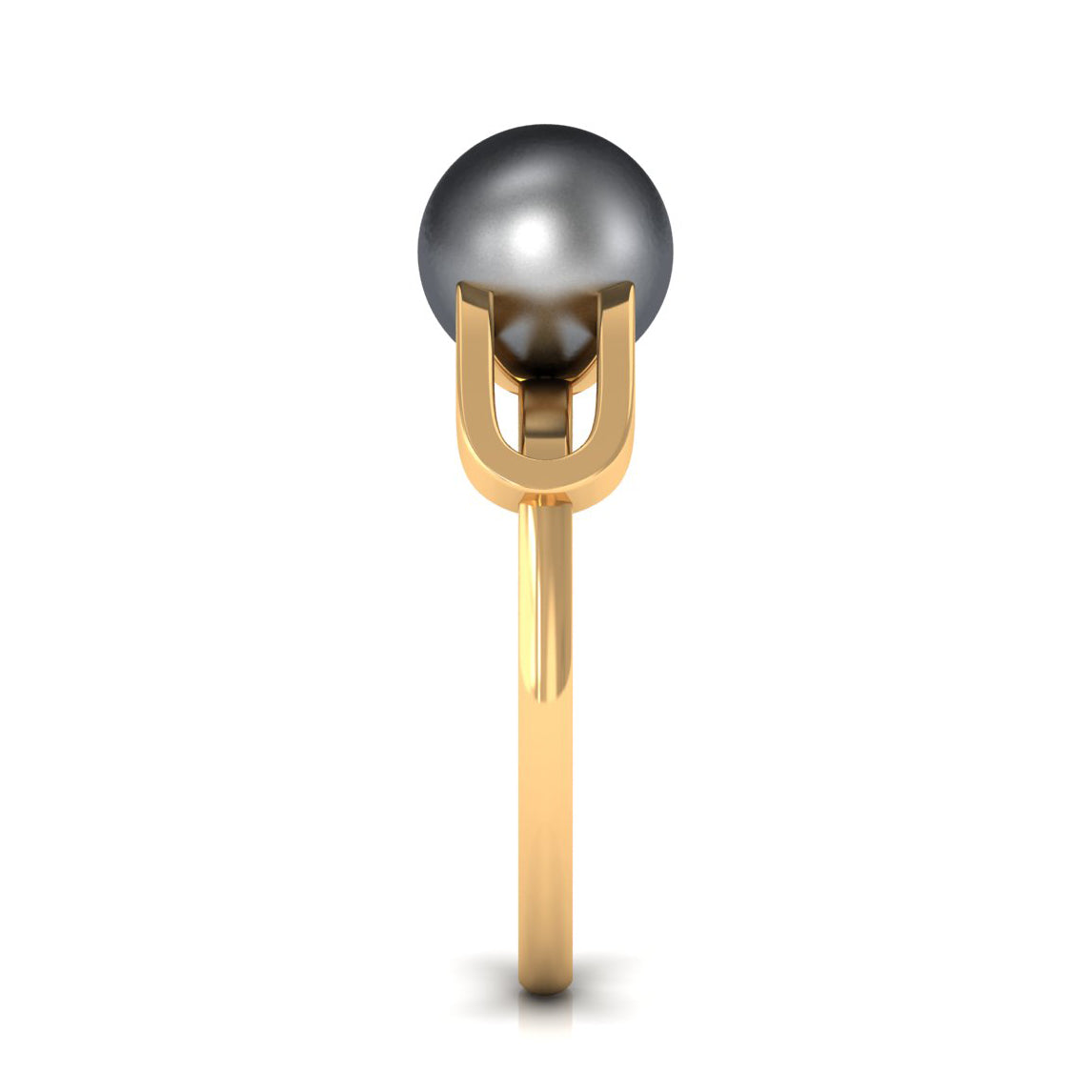 Rosec Jewels-Split Shank Tahitian Pearl Solitaire Engagement Ring with Diamond