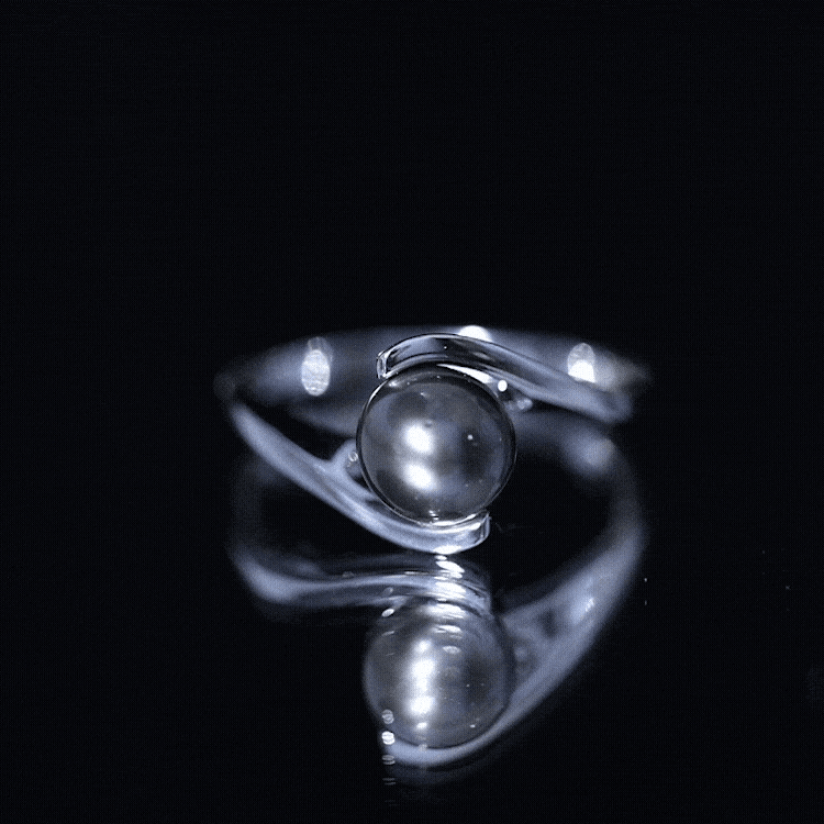Tahitian Black Pearl Solitaire Bypass Engagement Ring AAA - Rosec Jewels