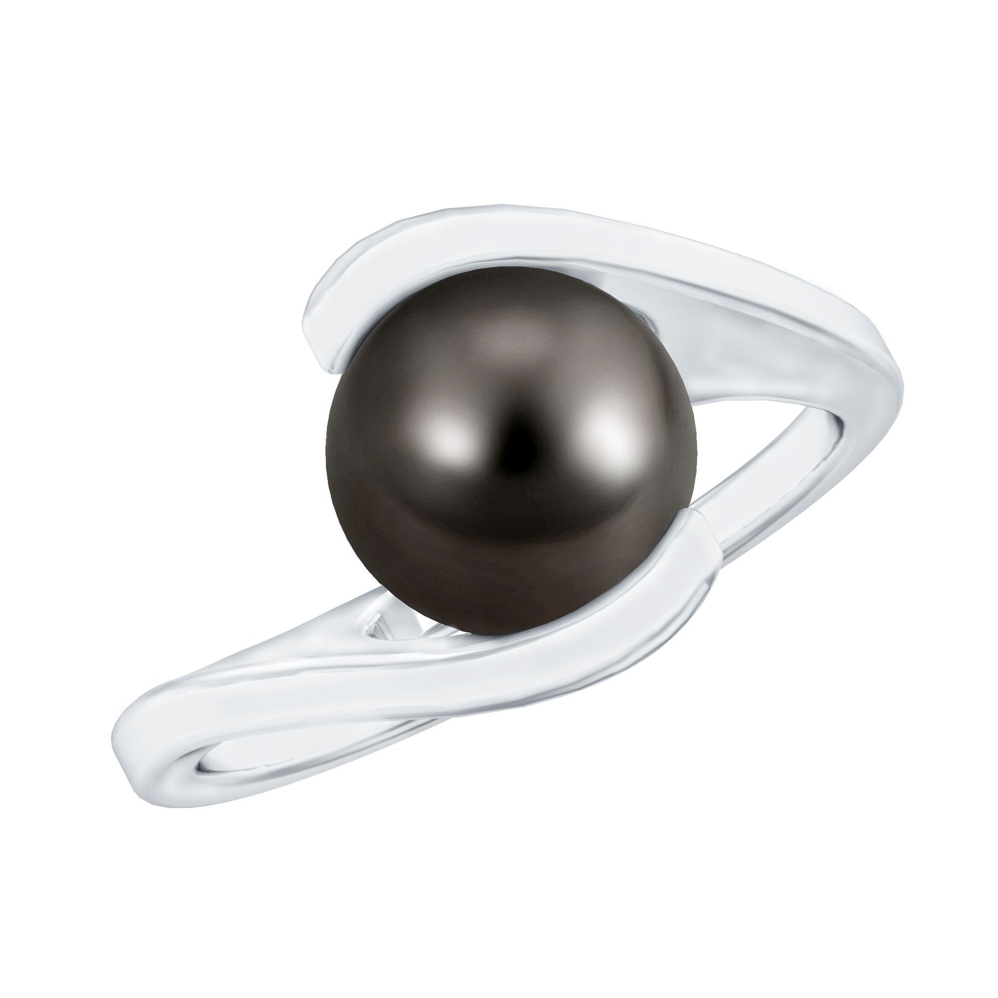Rosec Jewels-Tahitian Black Pearl Solitaire Bypass Engagement Ring