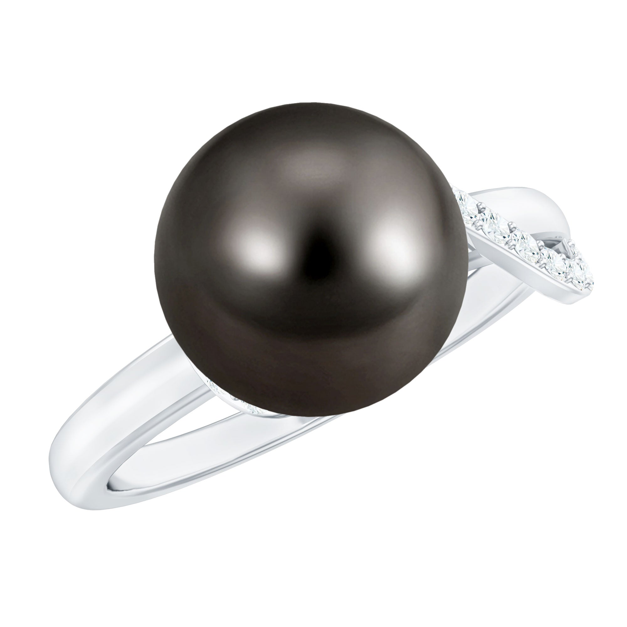 10MM Tahitian Pearl Solitaire Engagement Ring with Diamond