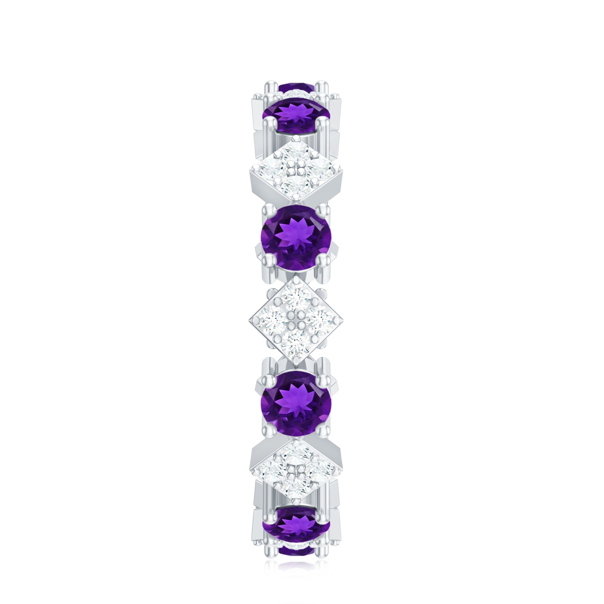 Rosec Jewels-Natural Amethyst Diamond Eternity Ring for Women
