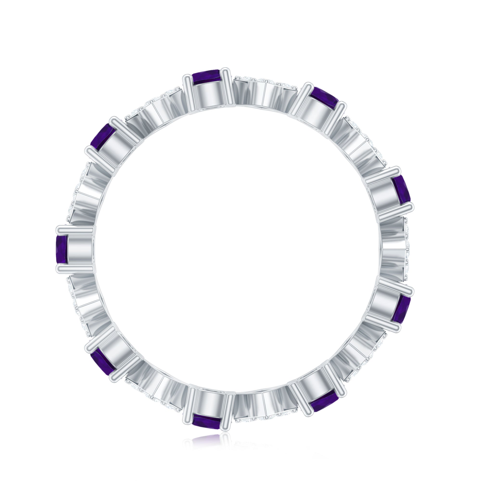 Rosec Jewels-Natural Amethyst Diamond Eternity Ring for Women