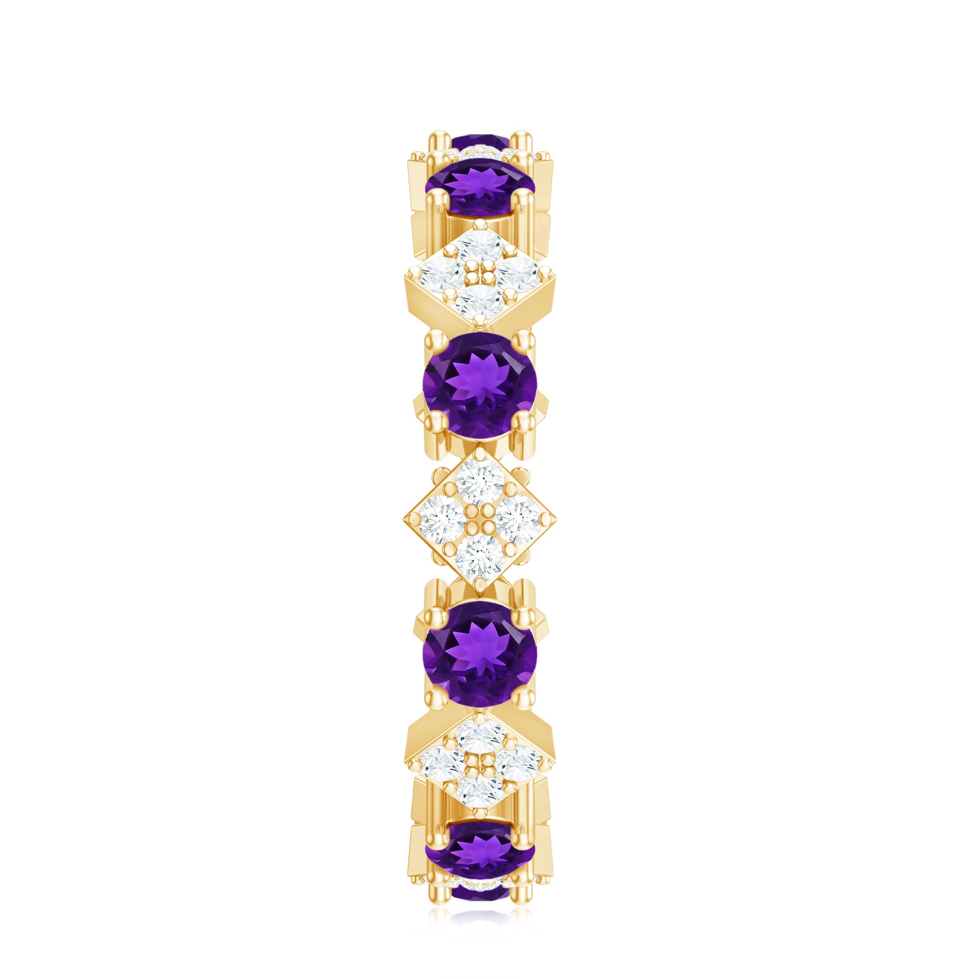 Rosec Jewels-Natural Amethyst Diamond Eternity Ring for Women