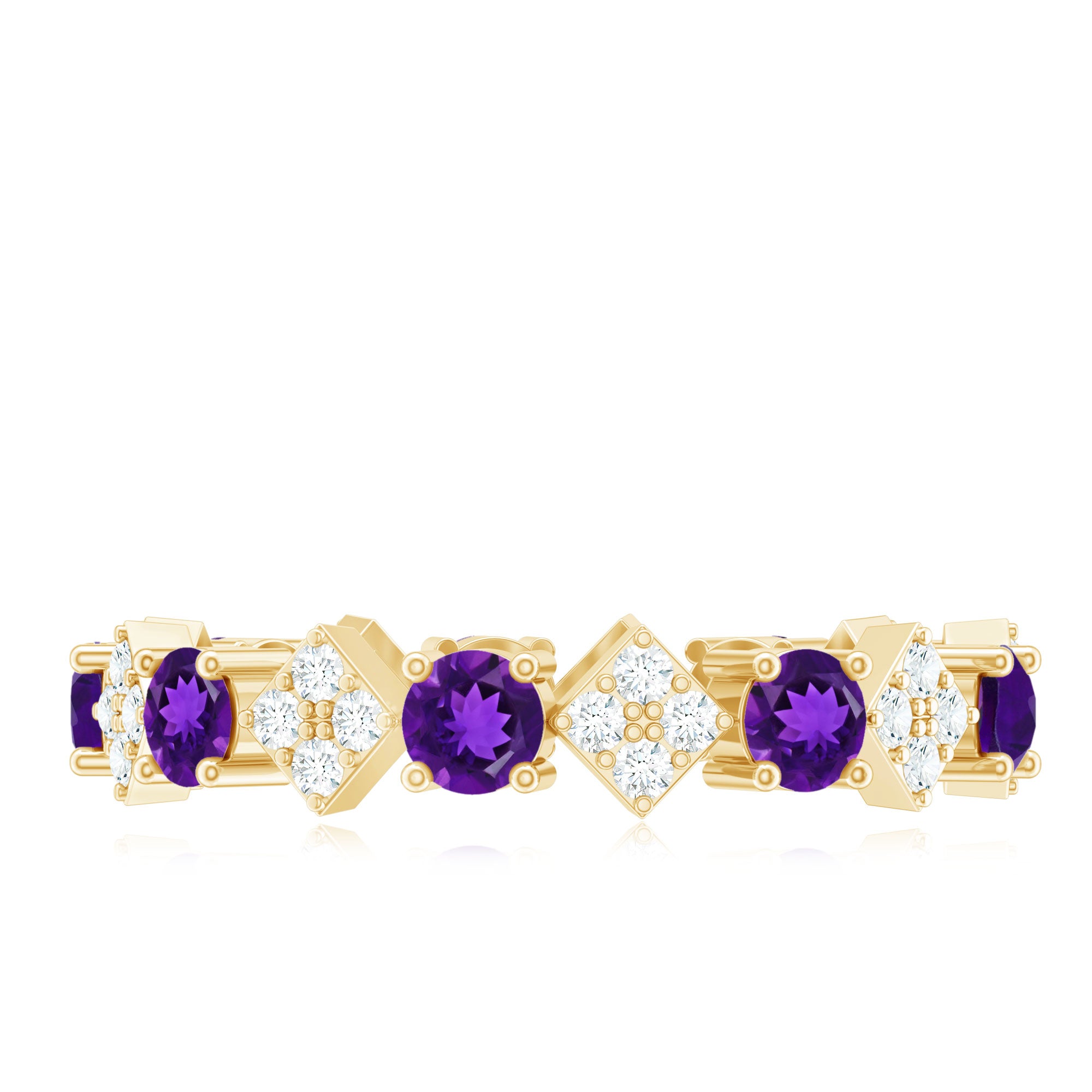 Rosec Jewels-Natural Amethyst Diamond Eternity Ring for Women
