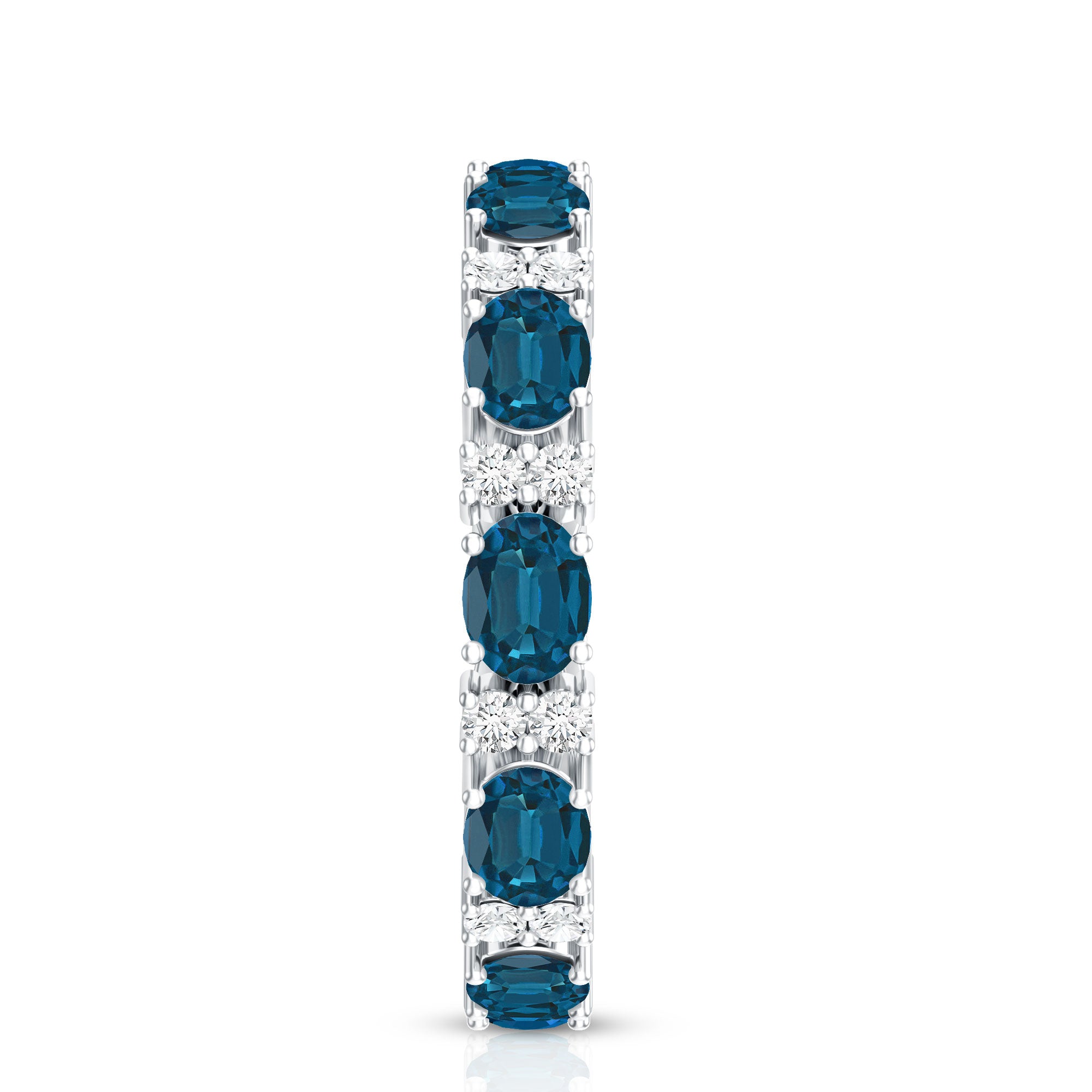 Oval Cut London Blue Topaz Full Eternity Band with Diamond AAA - Rosec Jewels